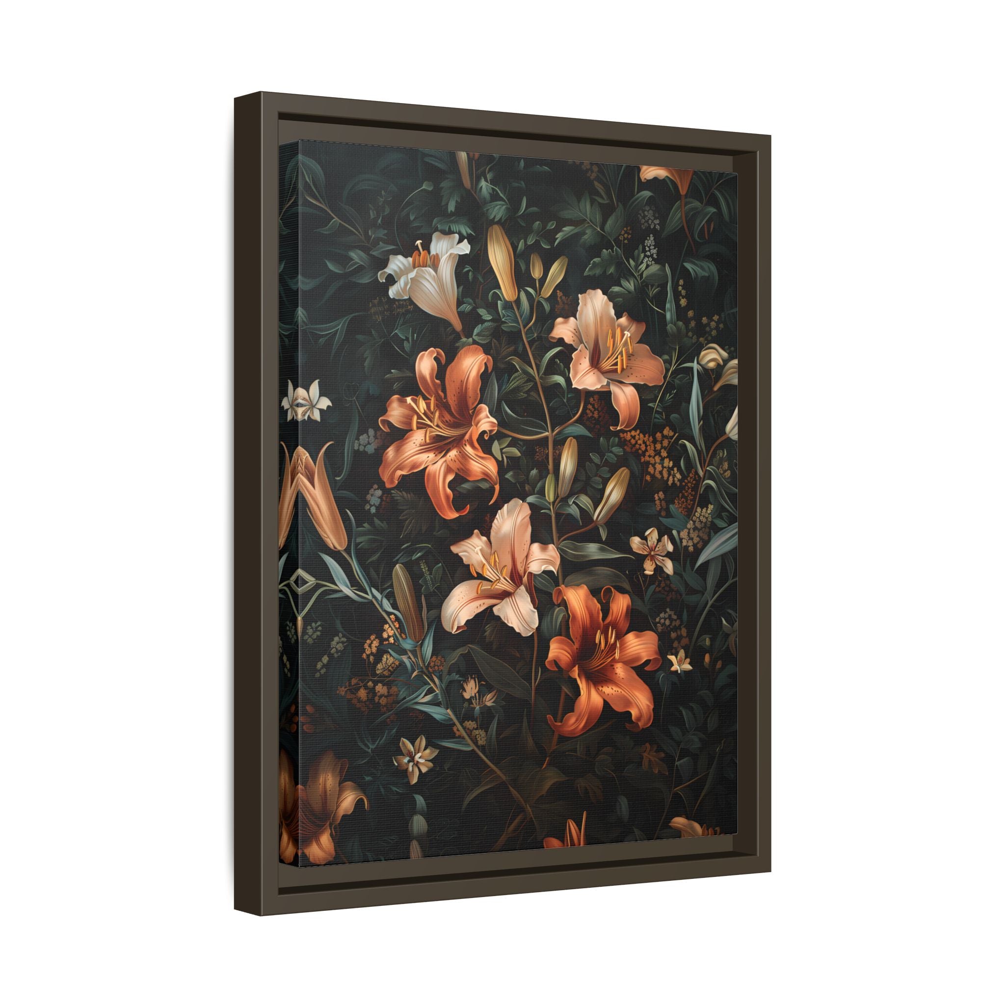 Framed Canvas - Elegant Blooming Lilies