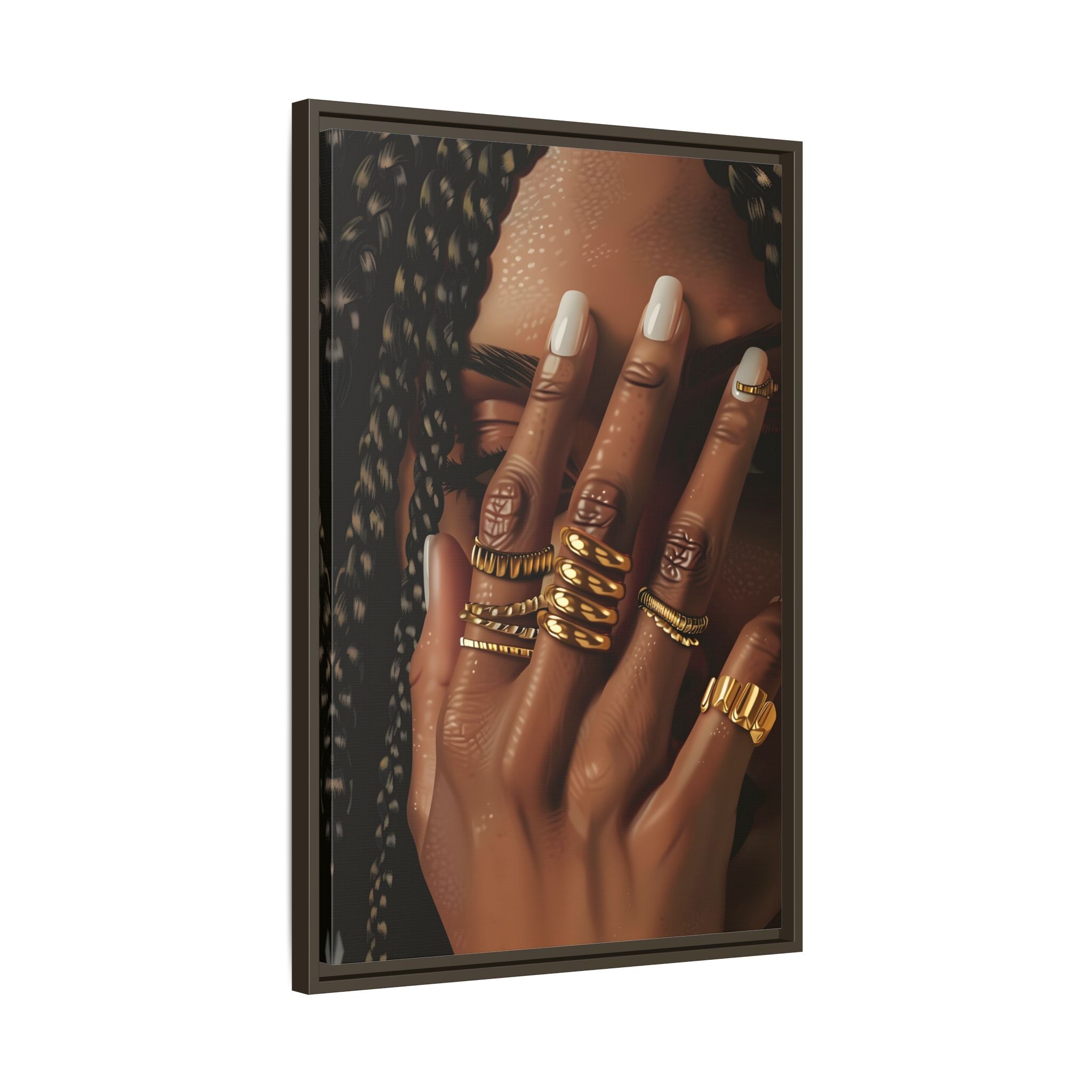 Framed Canvas - Braided Golden Ring Beauty