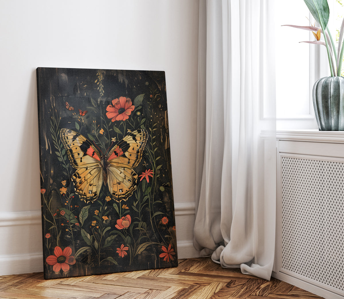 .75" Matte Canvas - Nocturnal Butterfly Garden