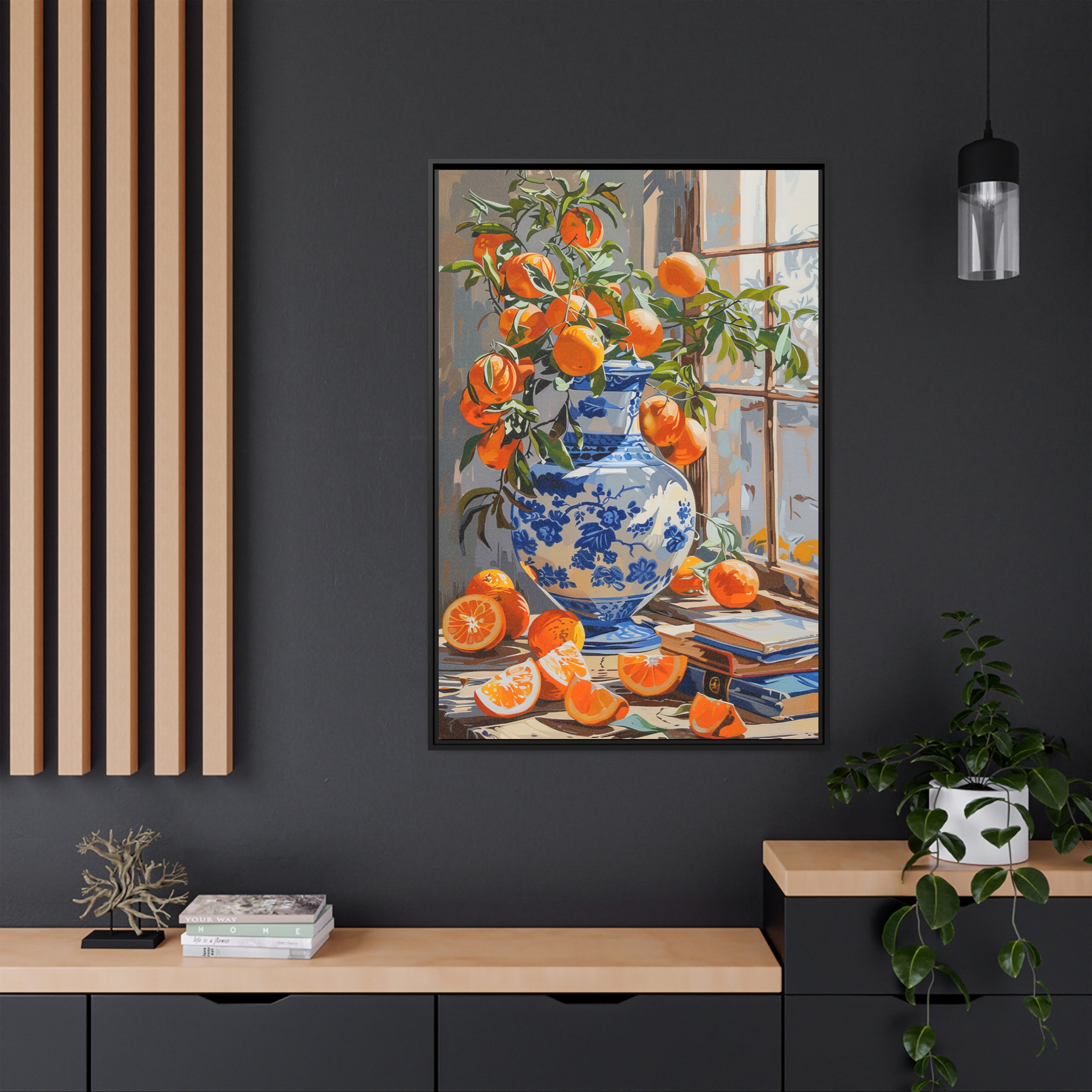 Framed Canvas - Sunlit Citrus & Porcelain