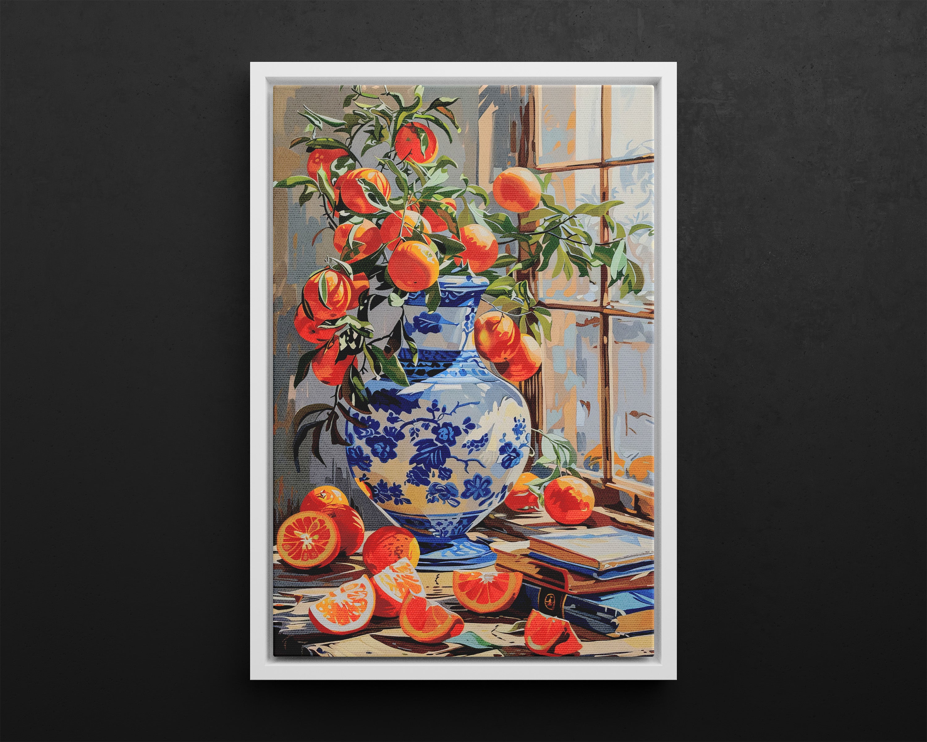 Framed Canvas - Sunlit Citrus & Porcelain
