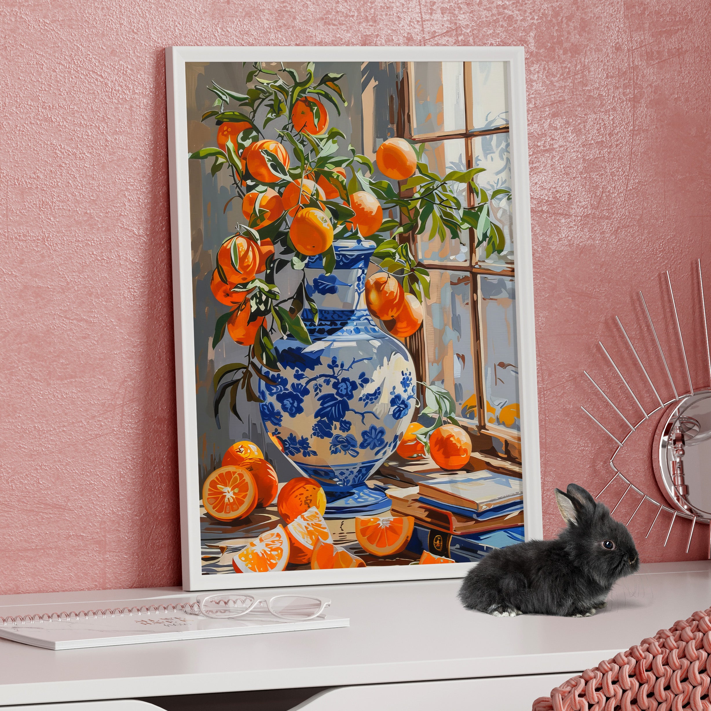 Framed Paper Print - Sunlit Citrus & Porcelain
