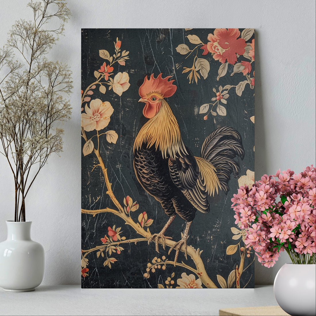 .75" Matte Canvas - Blooming Rooster Glory