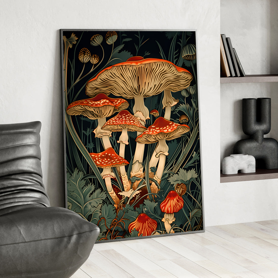 Framed Paper Print - Woodland Mushrooms Revival