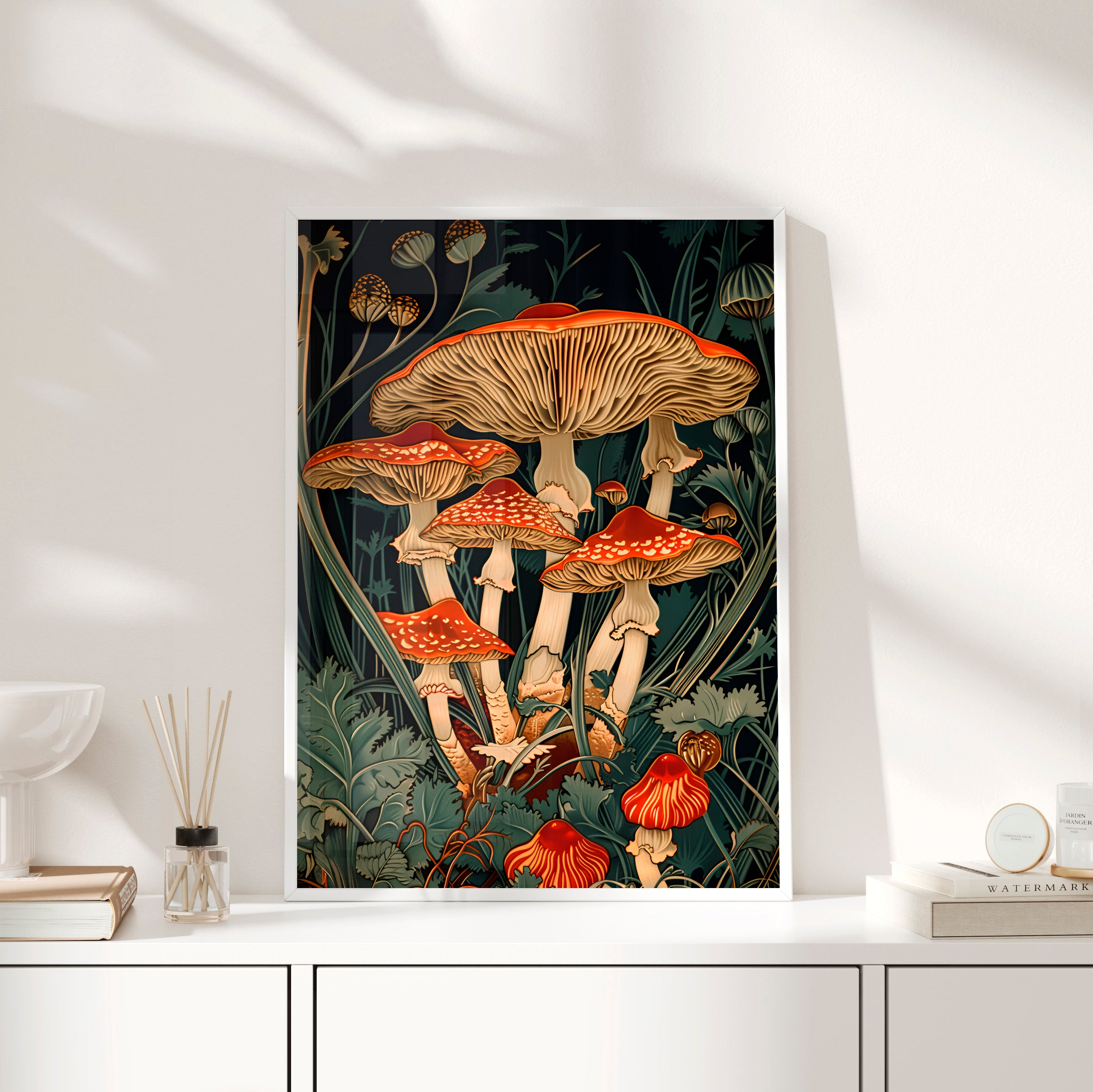 Framed Paper Print - Woodland Mushrooms Revival