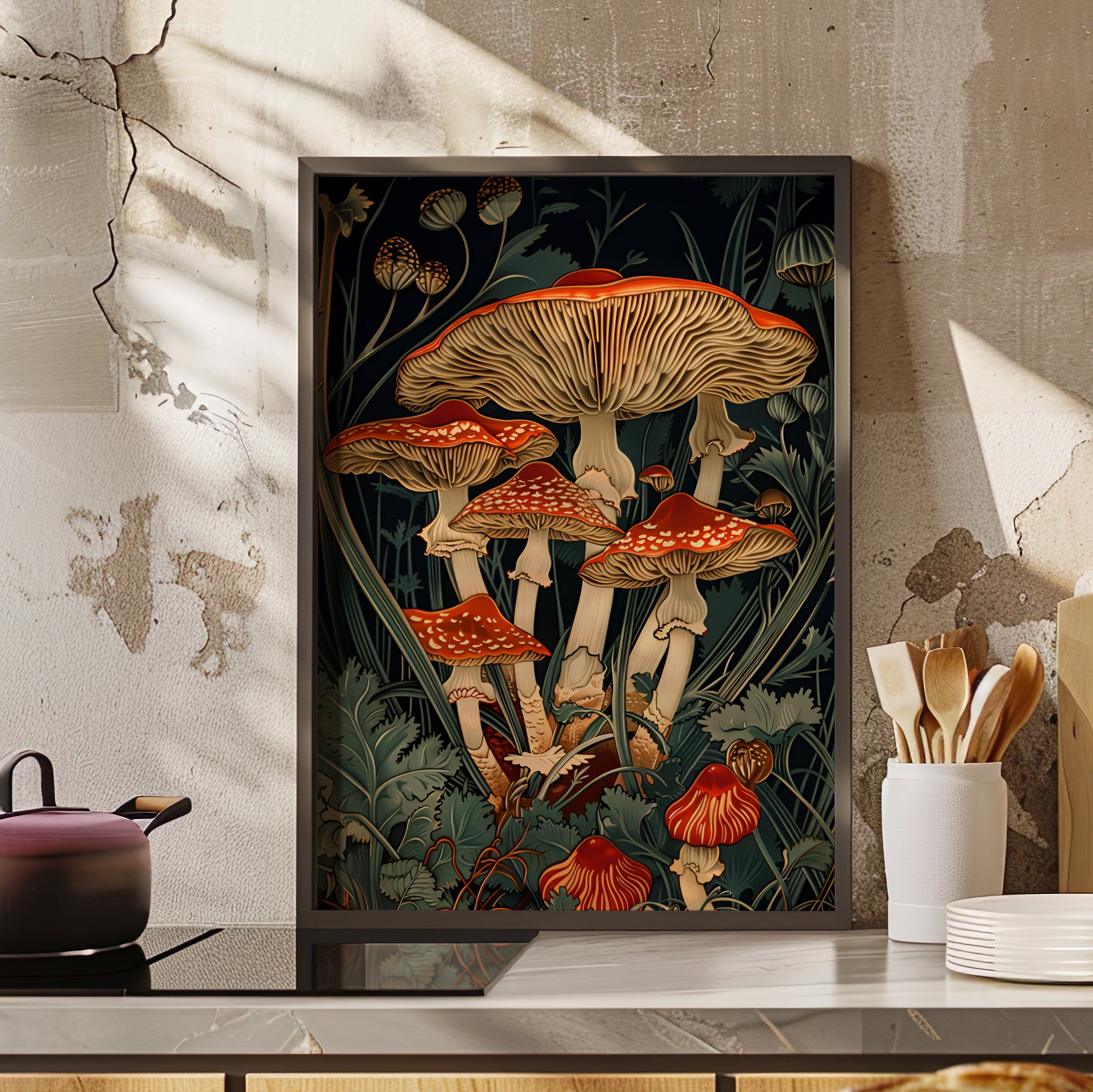 Framed Paper Print - Woodland Mushrooms Revival