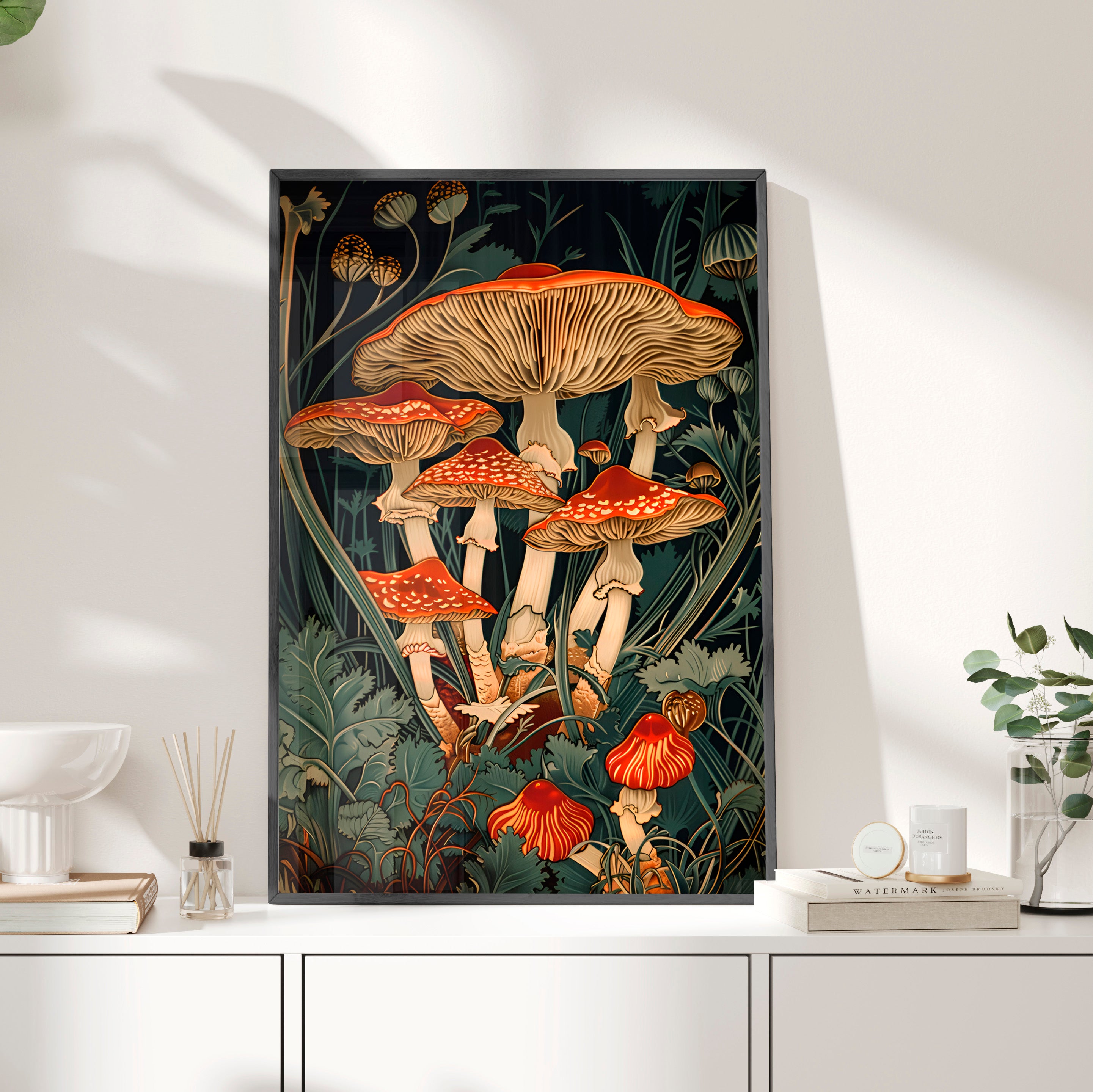 Framed Paper Print - Woodland Mushrooms Revival
