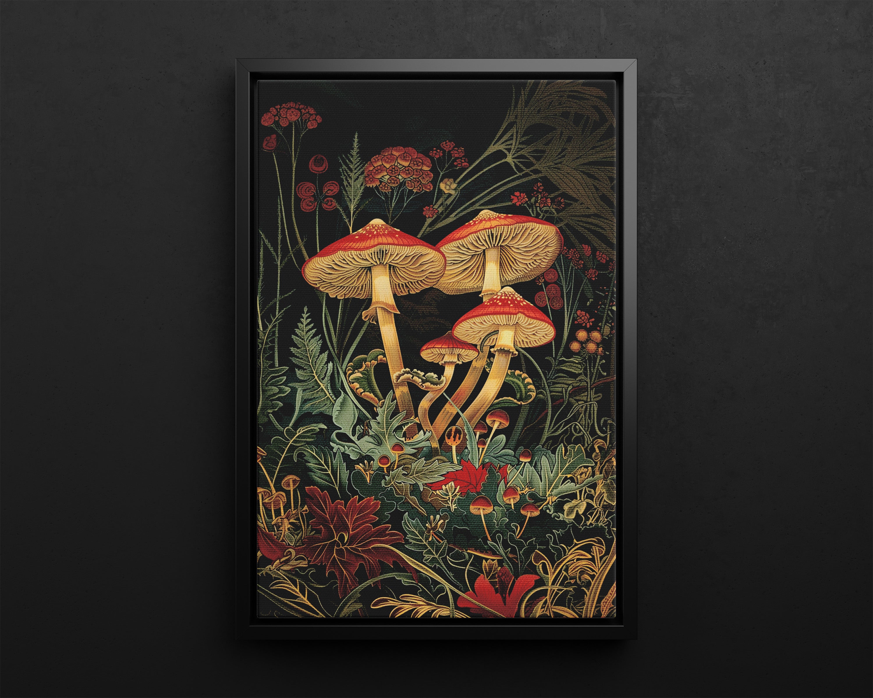 Framed Canvas - Elegant Mushroom Reverie