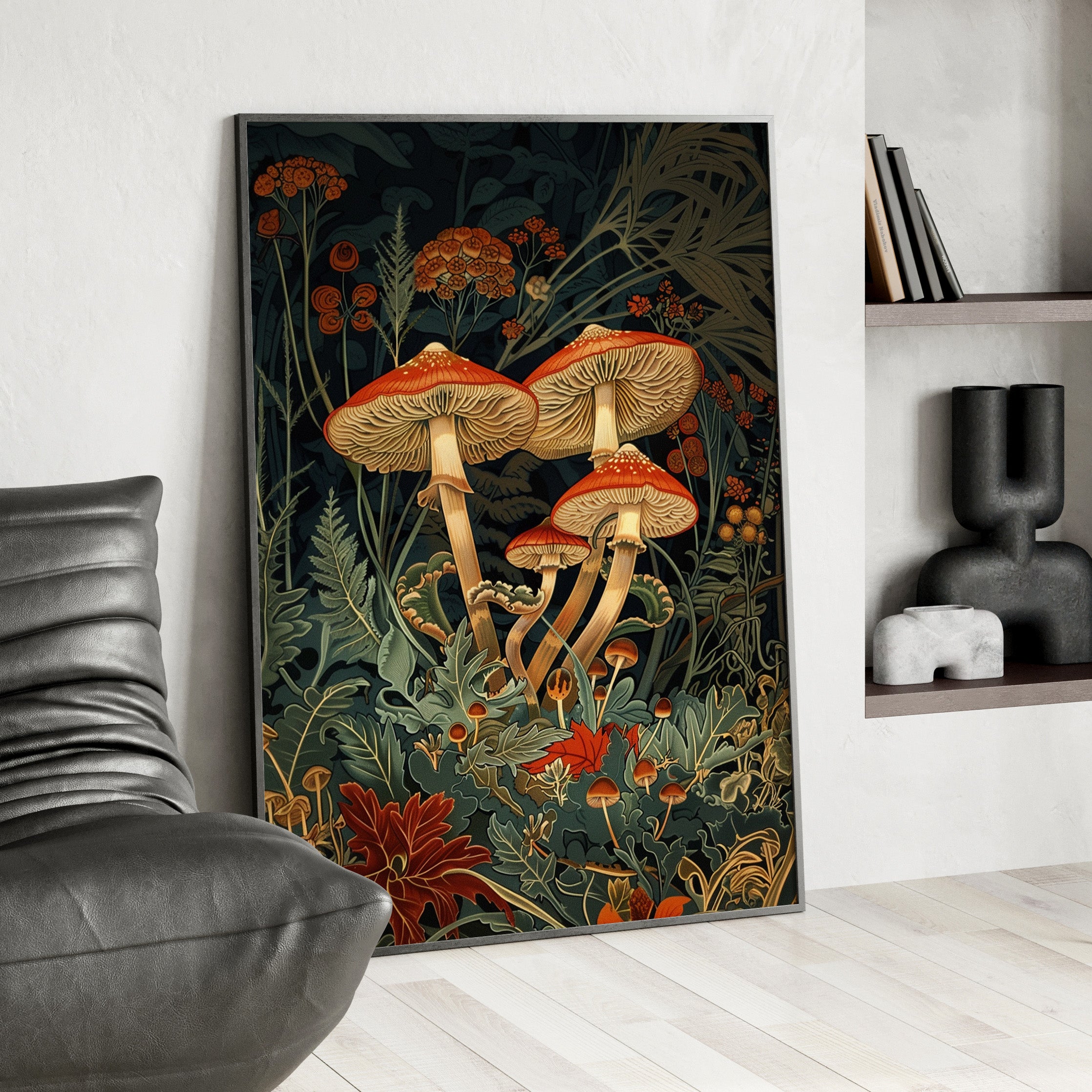 Framed Paper Print - Elegant Mushroom Reverie