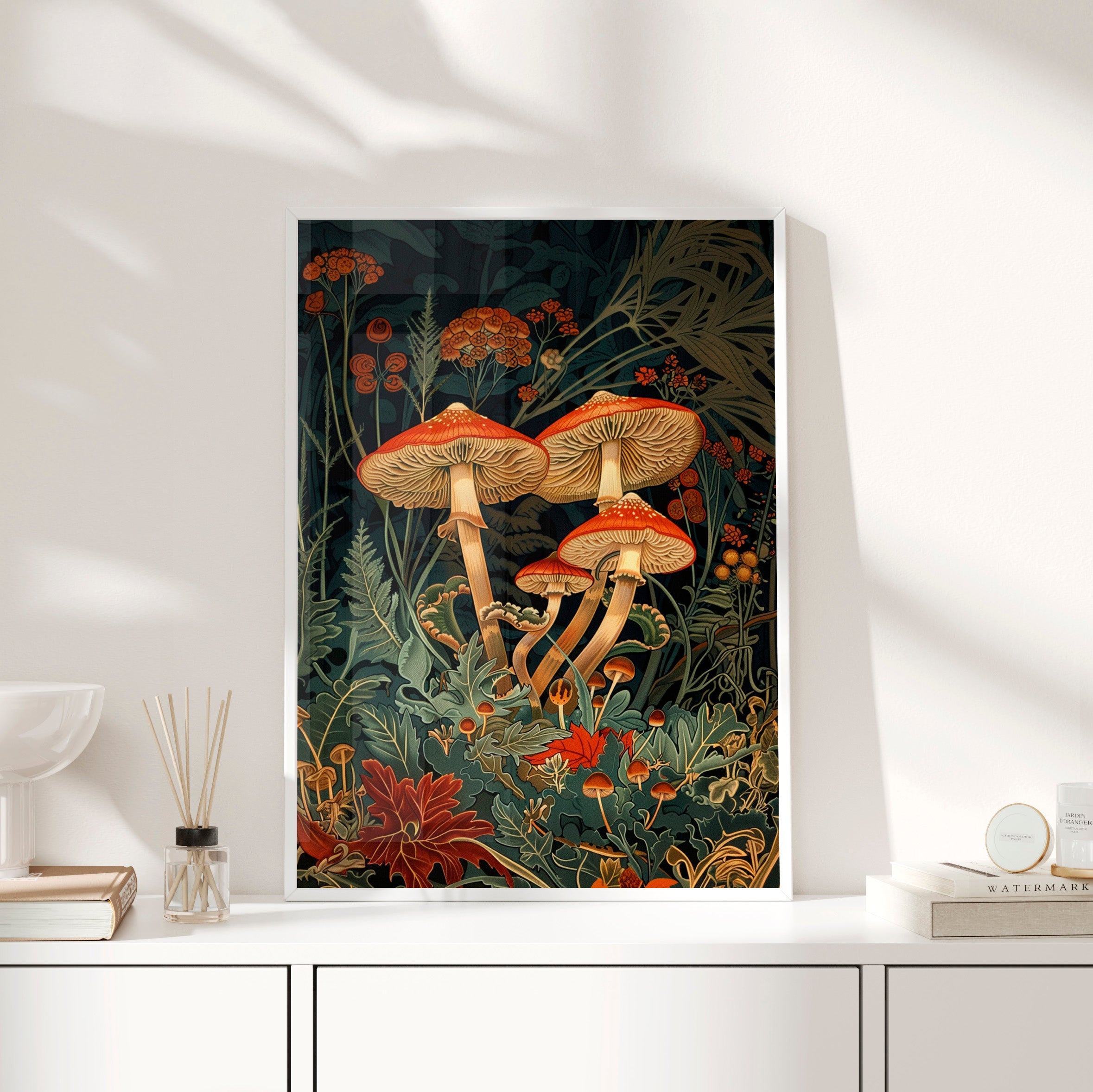 Framed Paper Print - Elegant Mushroom Reverie