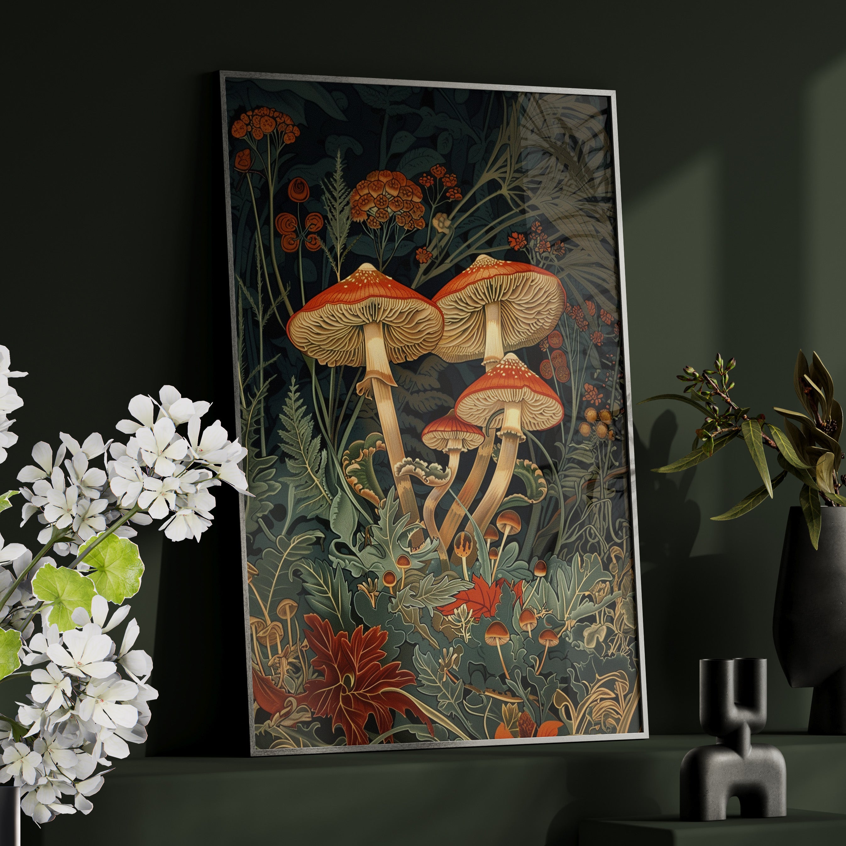 Framed Paper Print - Elegant Mushroom Reverie