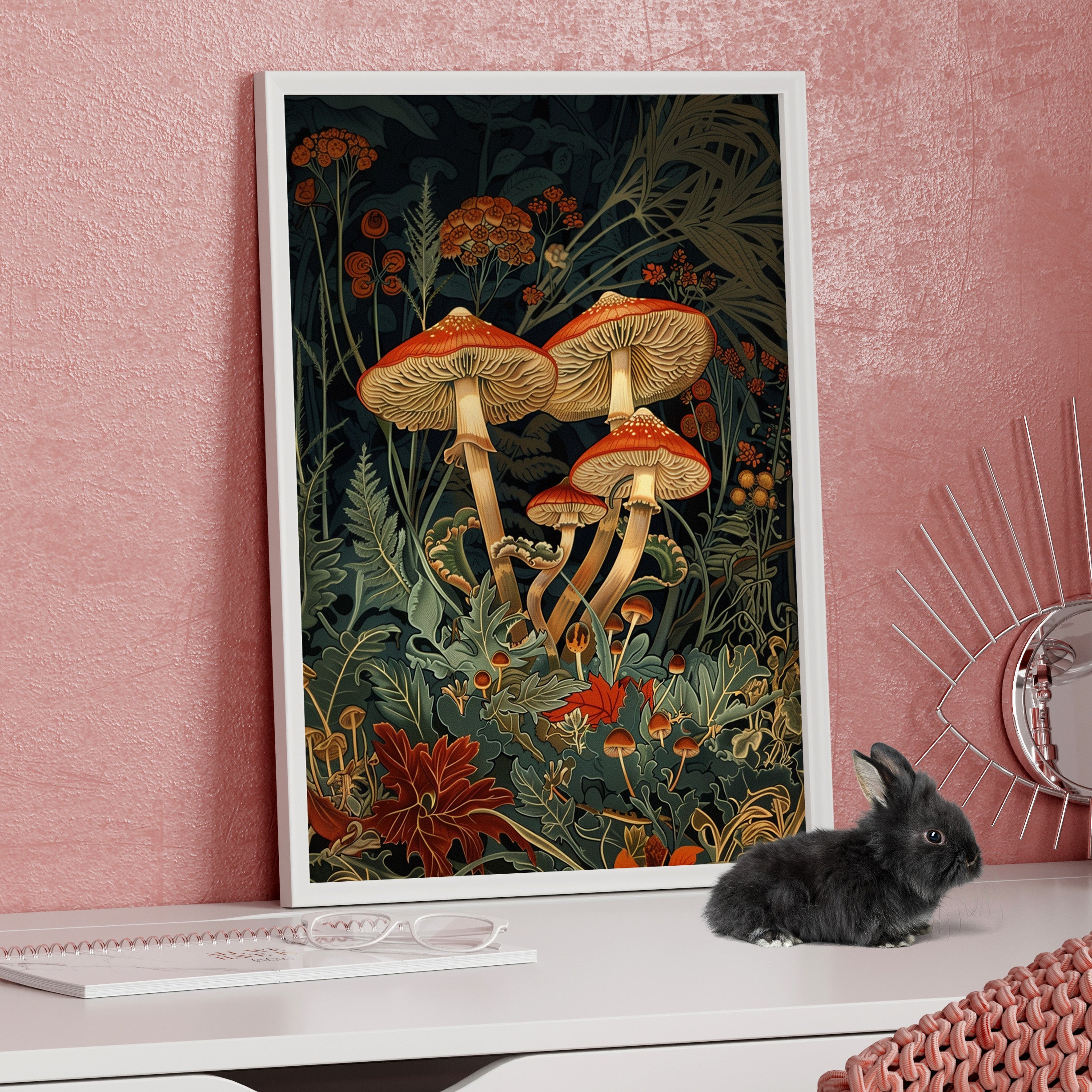 Framed Paper Print - Elegant Mushroom Reverie