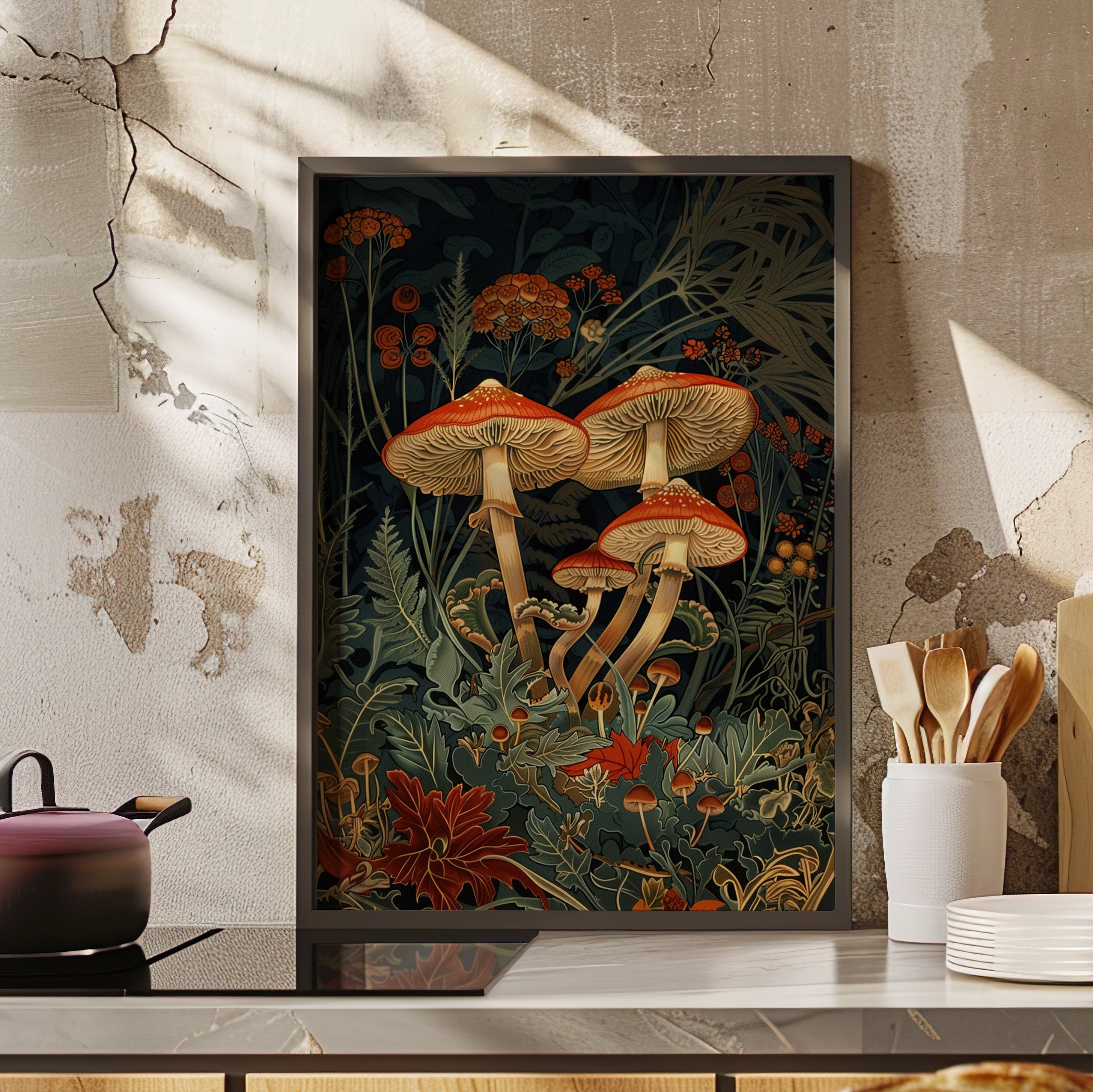 Framed Paper Print - Elegant Mushroom Reverie