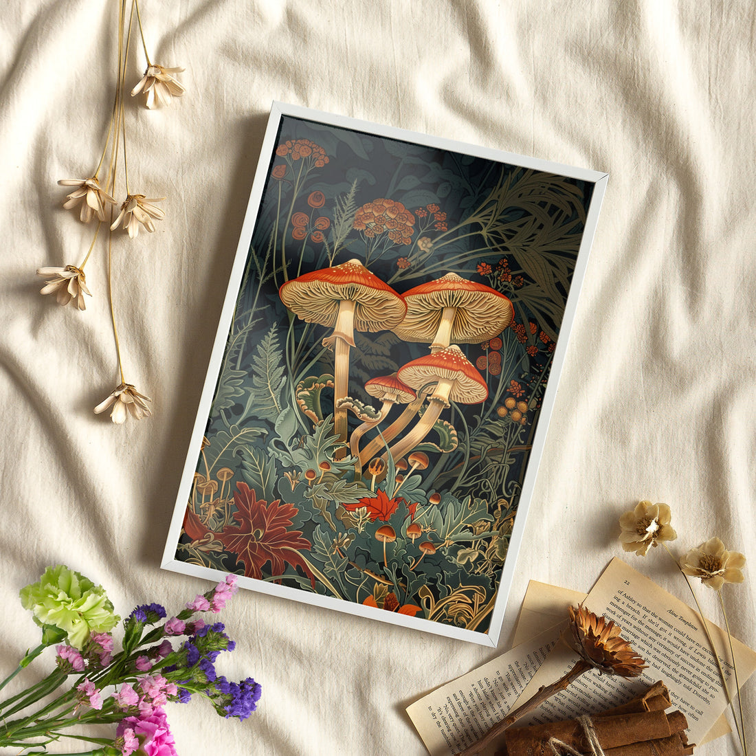Framed Paper Print - Elegant Mushroom Reverie