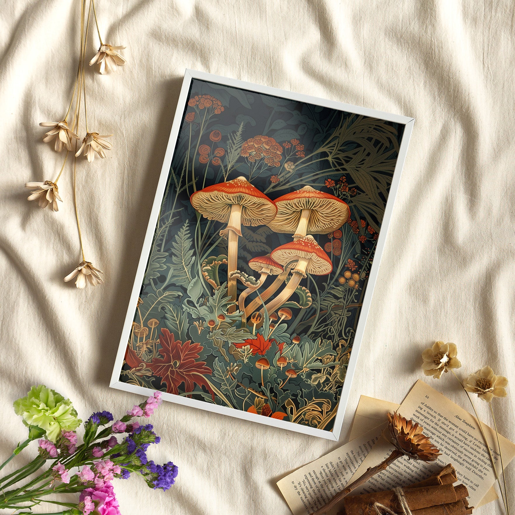 Framed Paper Print - Elegant Mushroom Reverie