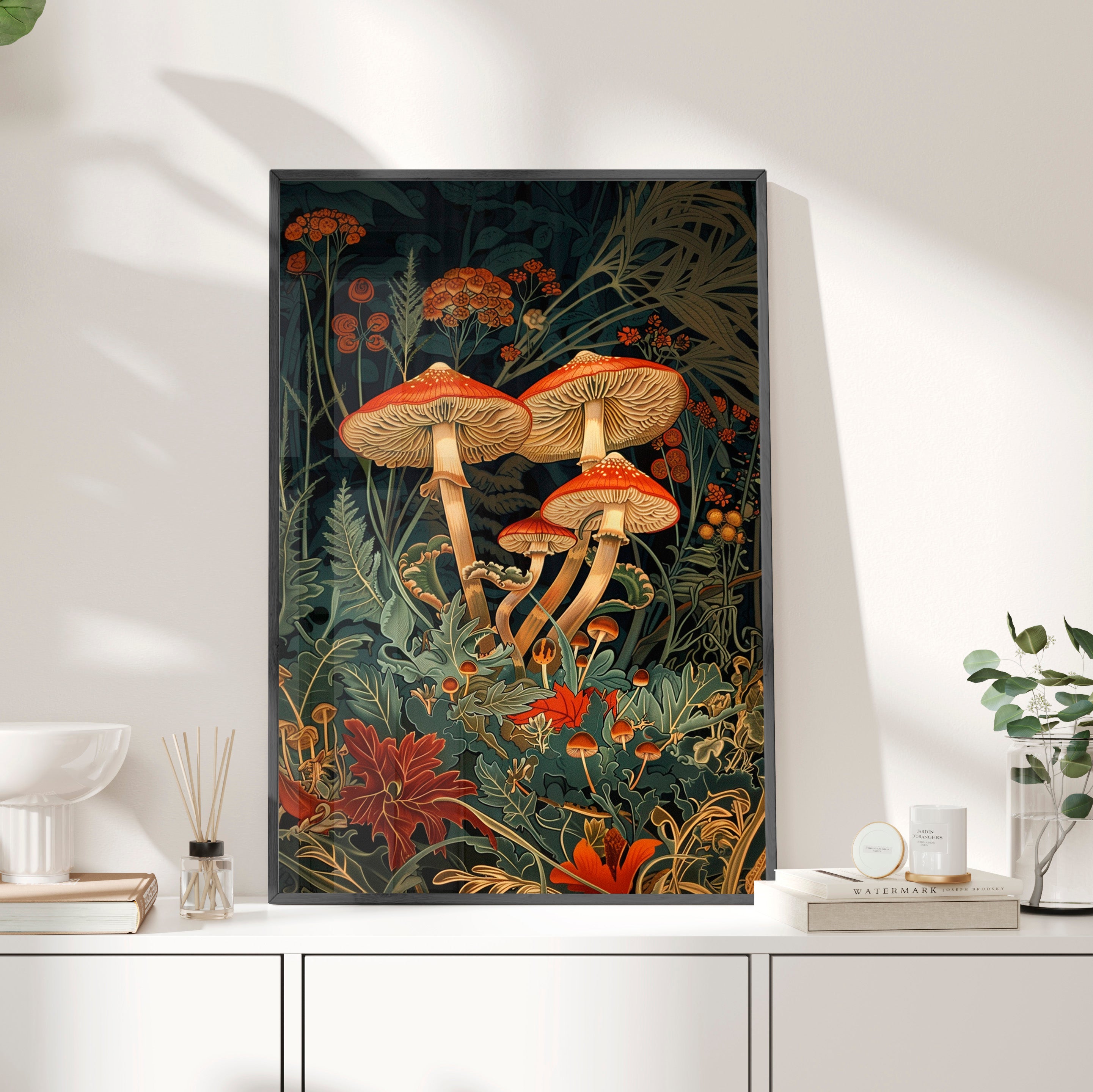 Framed Paper Print - Elegant Mushroom Reverie