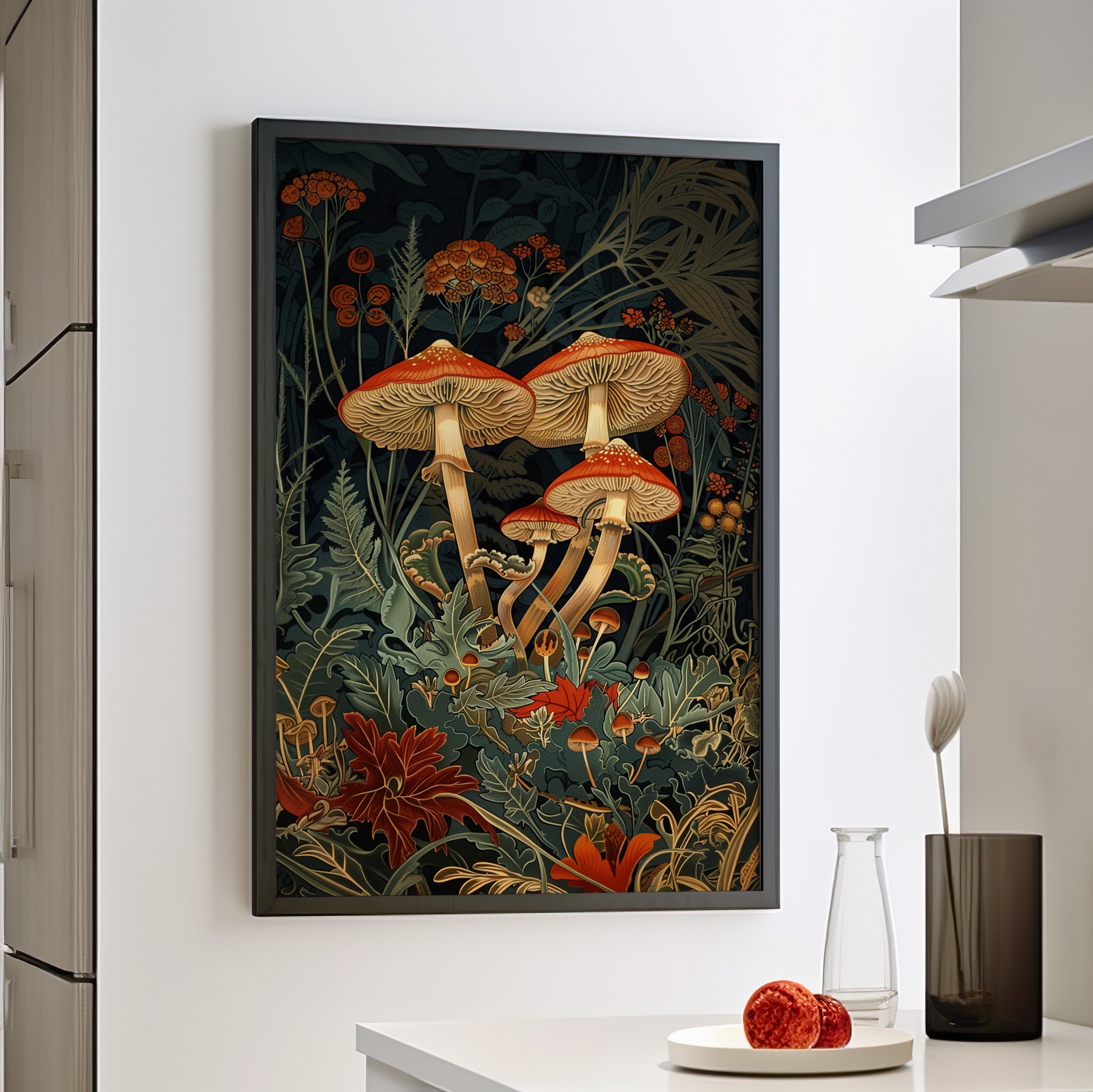 Framed Paper Print - Elegant Mushroom Reverie