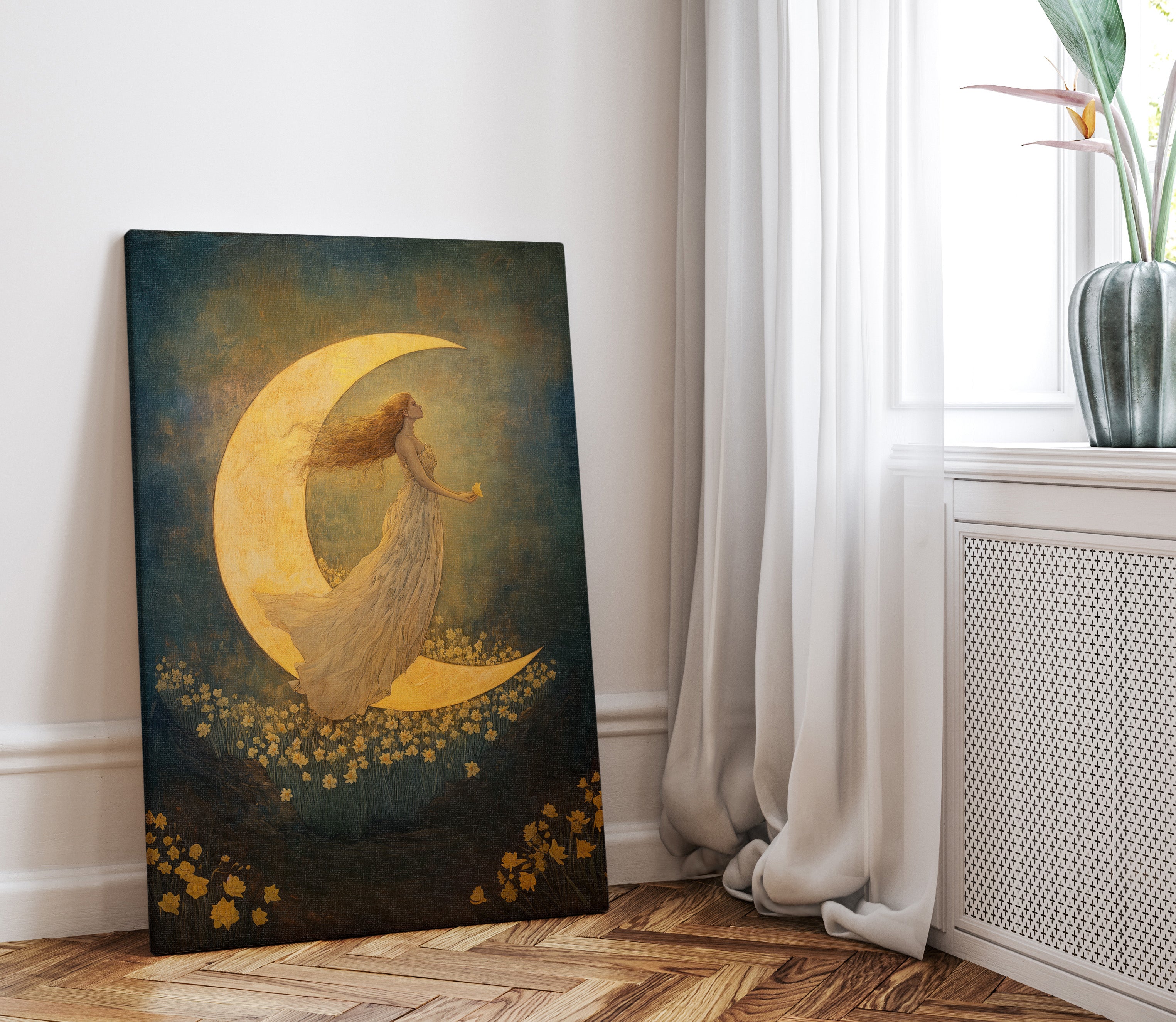 1.25" Matte Canvas - Moonlit Dreamer with Daffodils