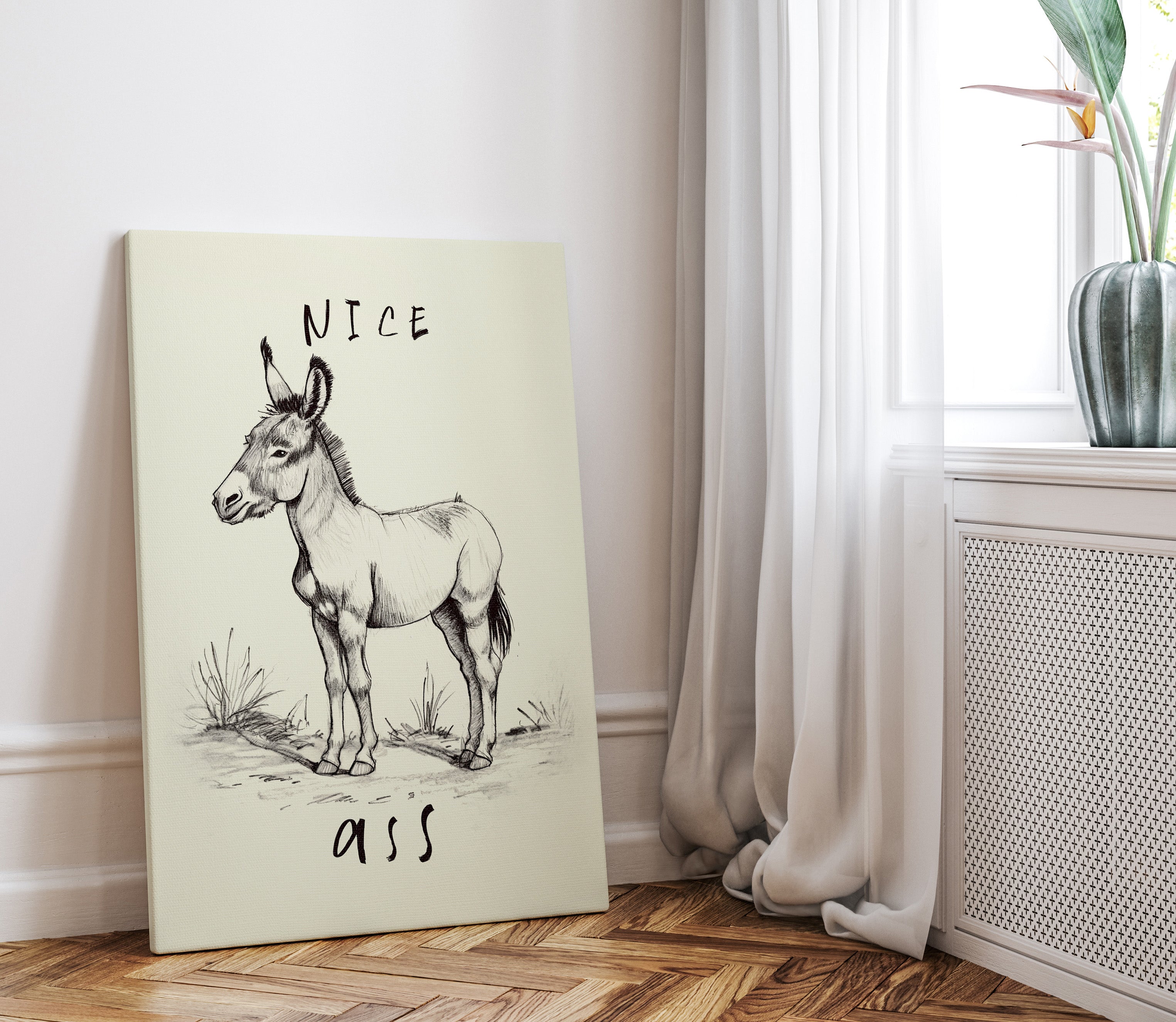.75" Matte Canvas - Donkey Line Art Humor
