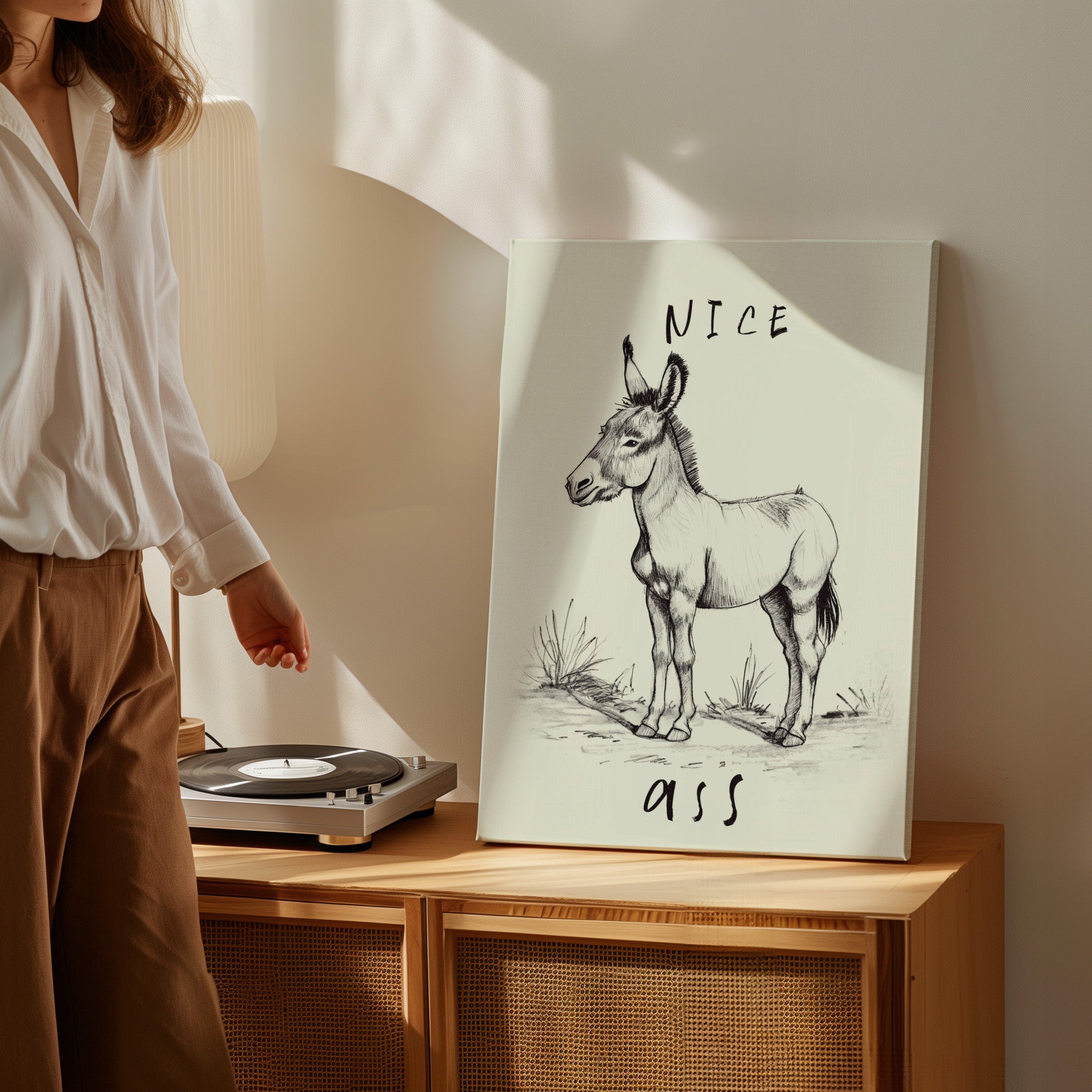 .75" Matte Canvas - Donkey Line Art Humor