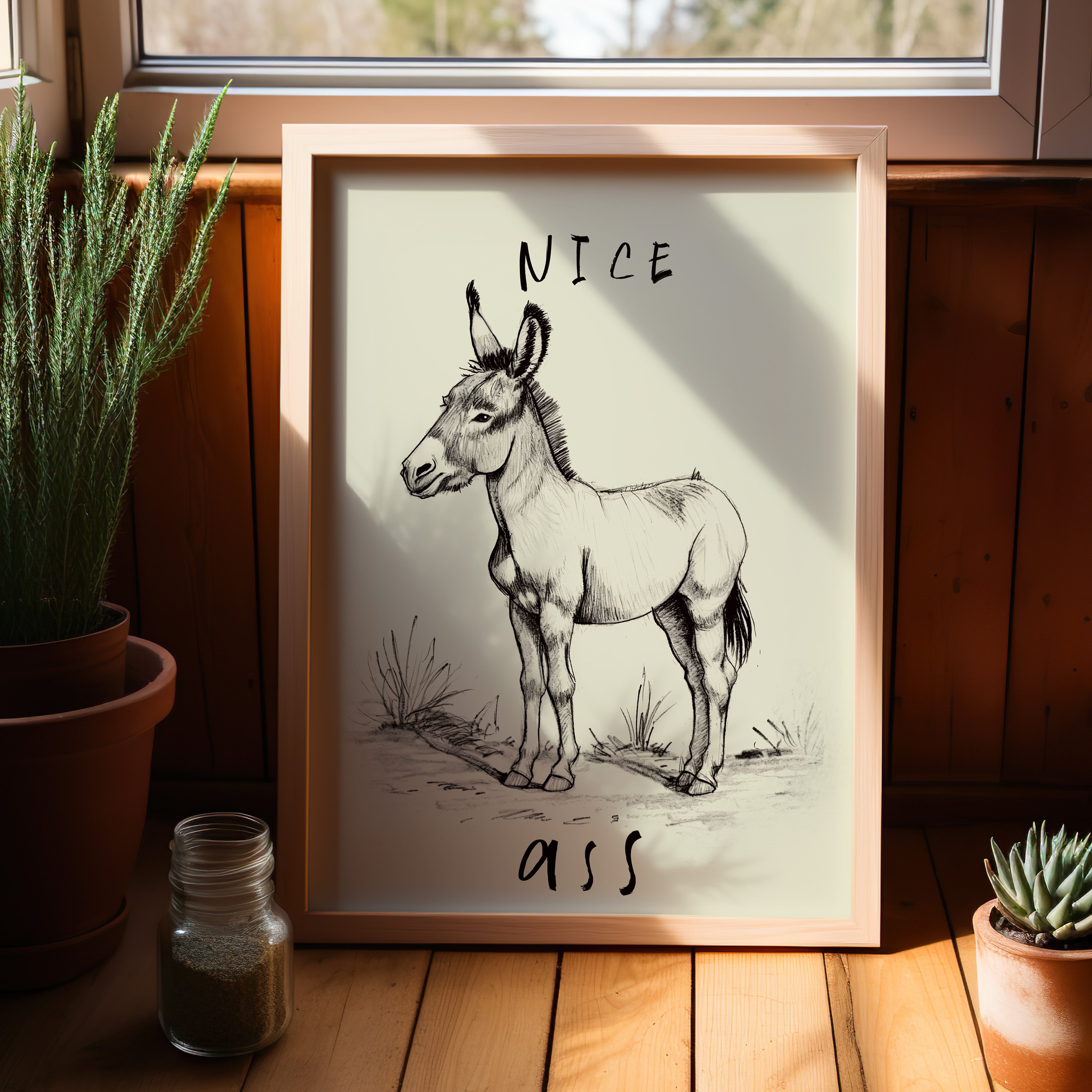 Donkey Line Art Humor