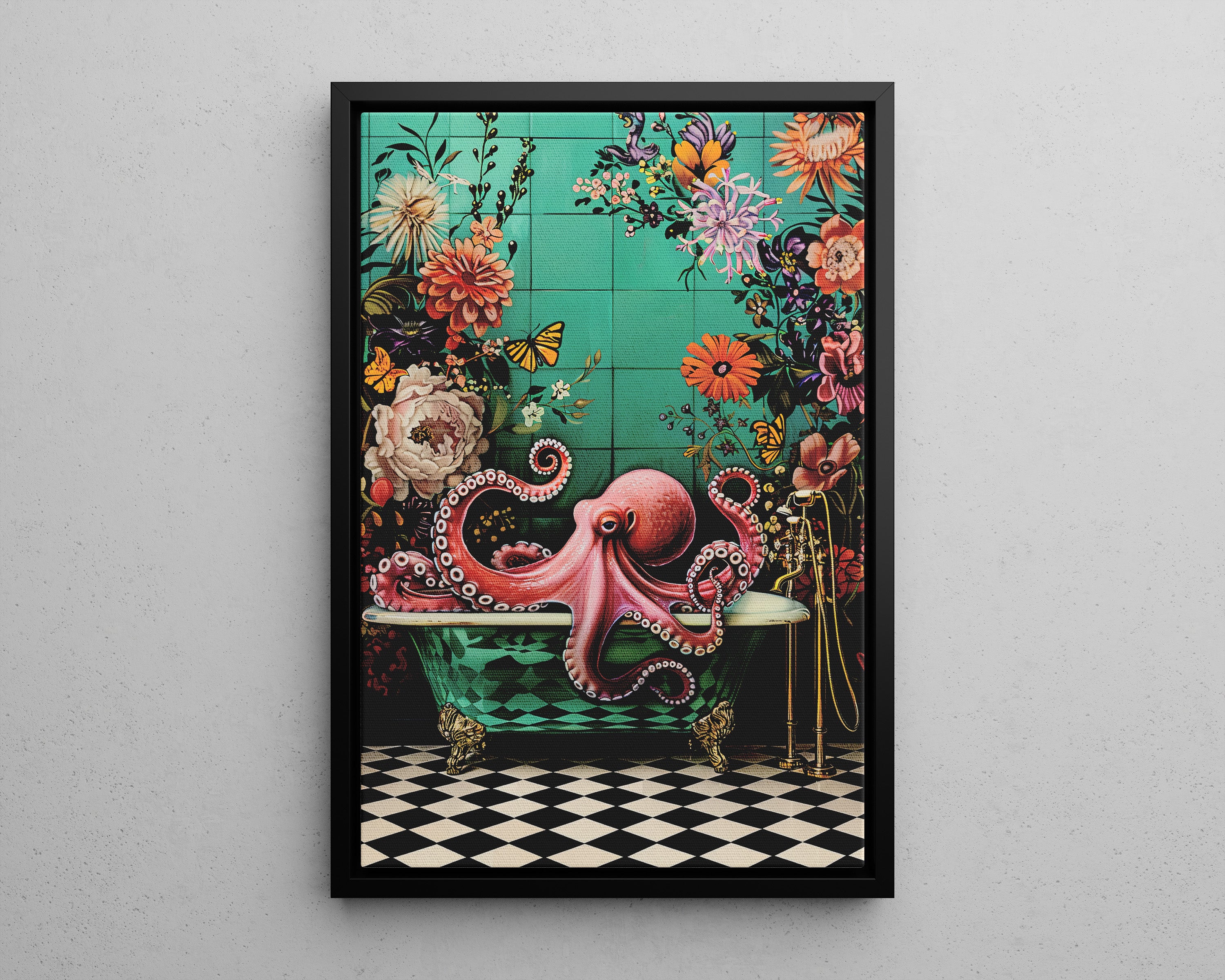 Framed Canvas - Octopus Bath Royale
