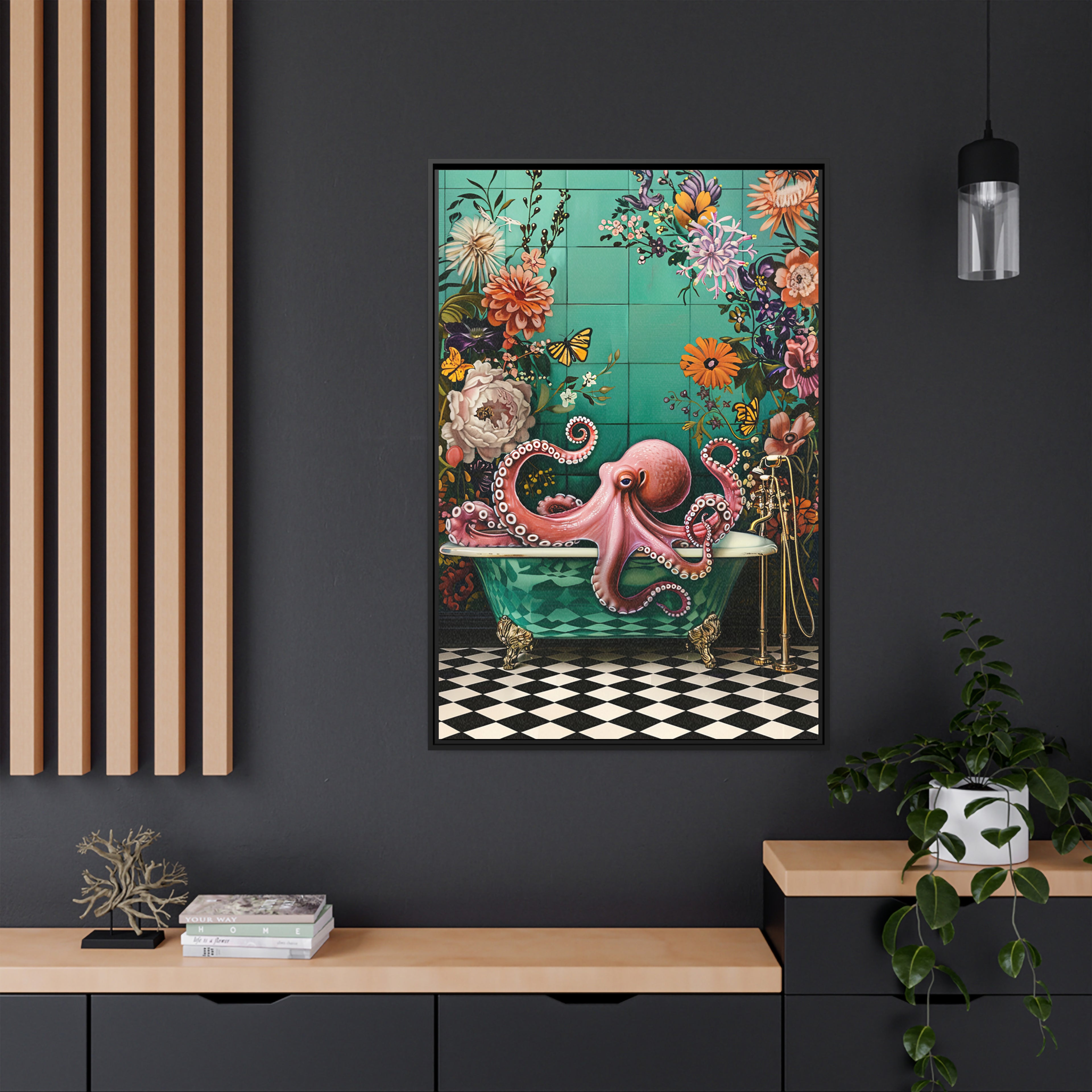 Framed Canvas - Octopus Bath Royale