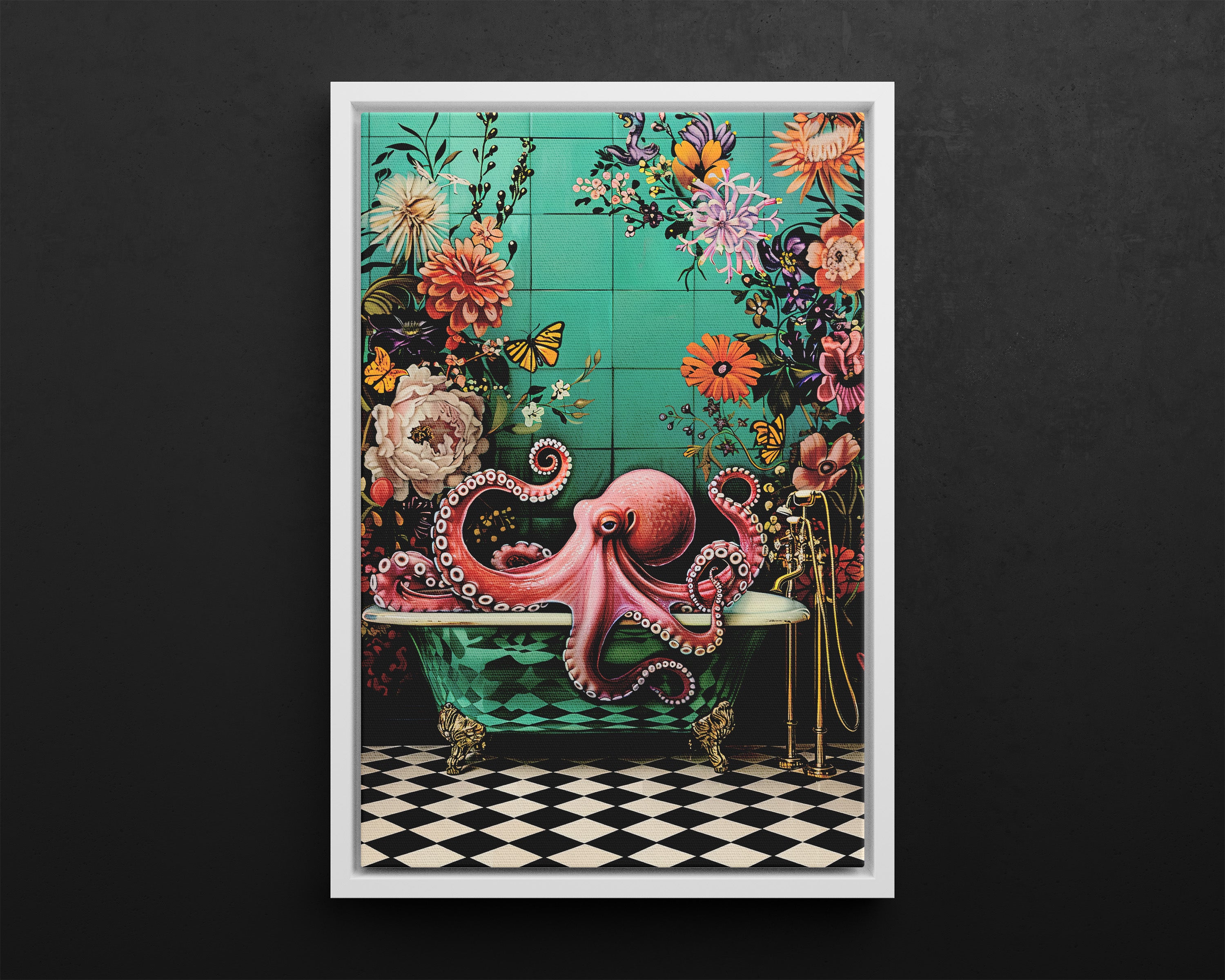 Framed Canvas - Octopus Bath Royale