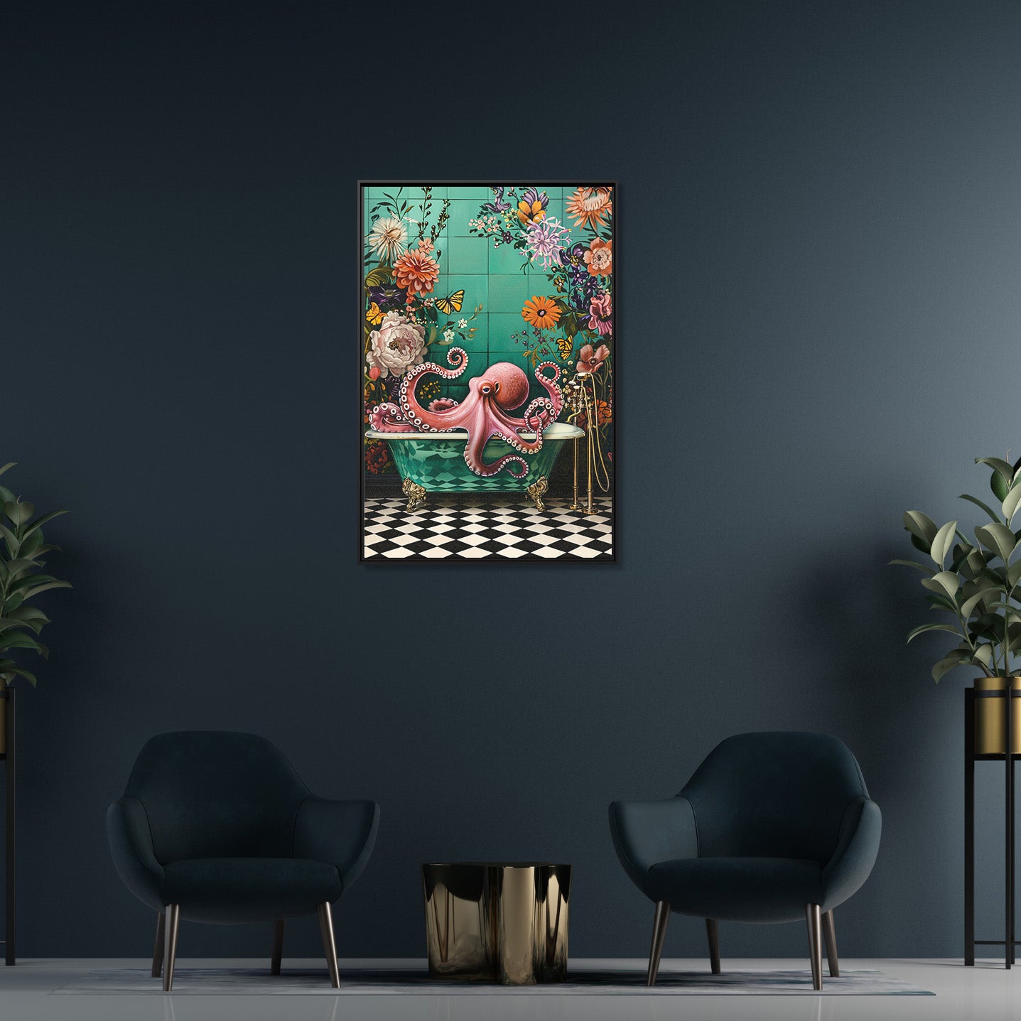 Framed Canvas - Octopus Bath Royale