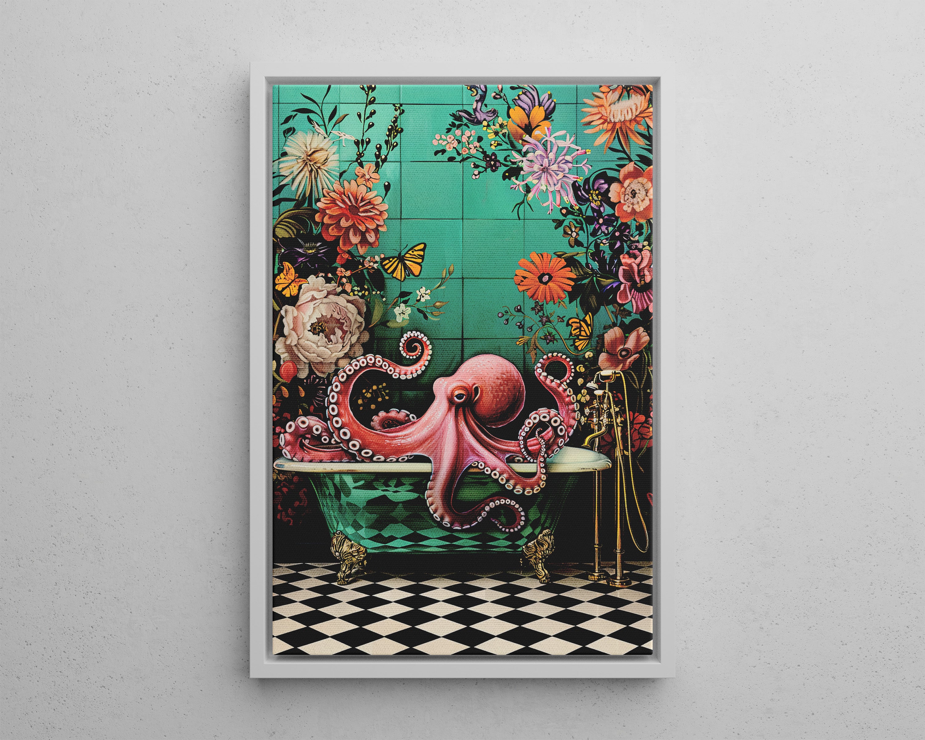 Framed Canvas - Octopus Bath Royale