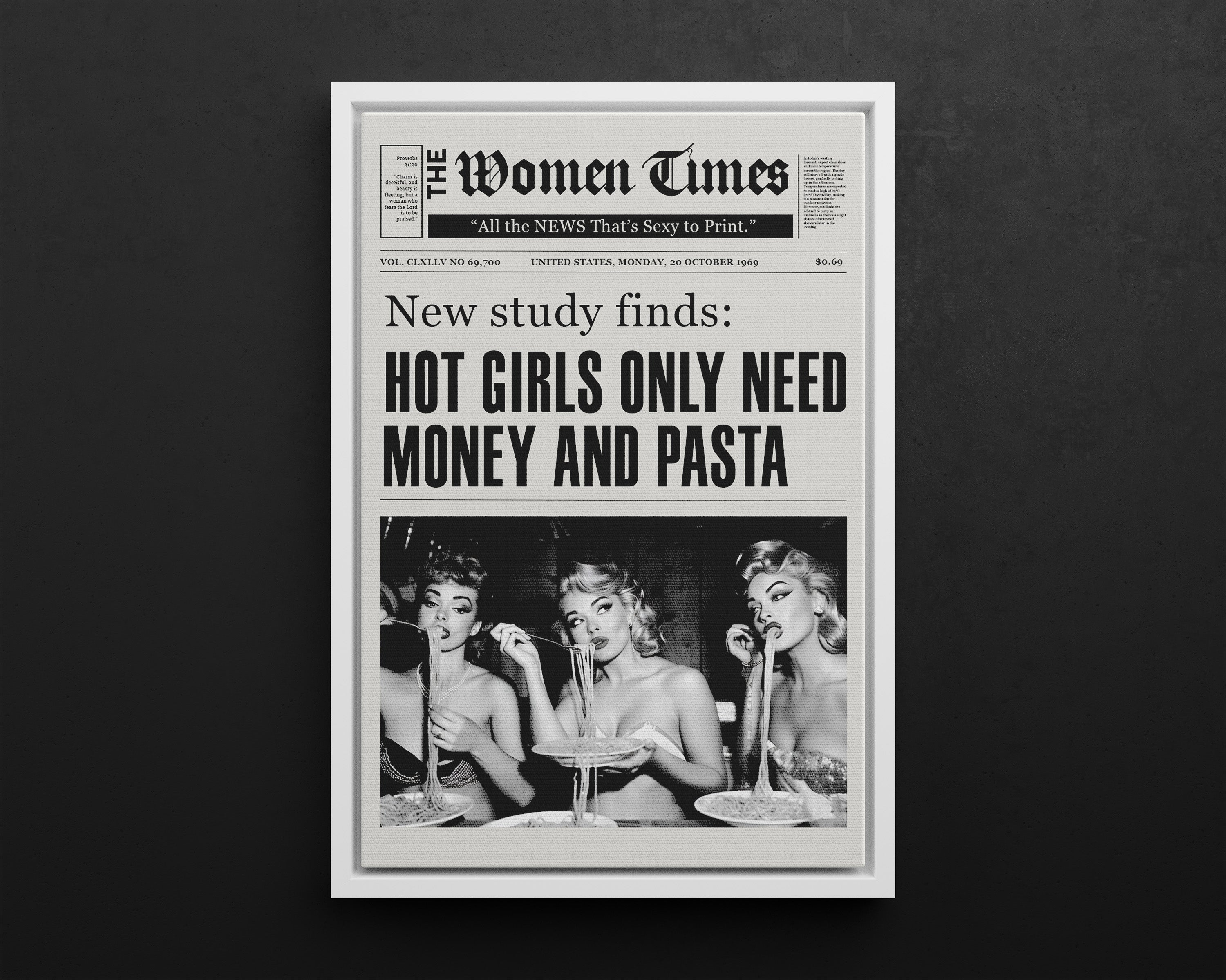 Framed Canvas - Retro Pasta Gazette