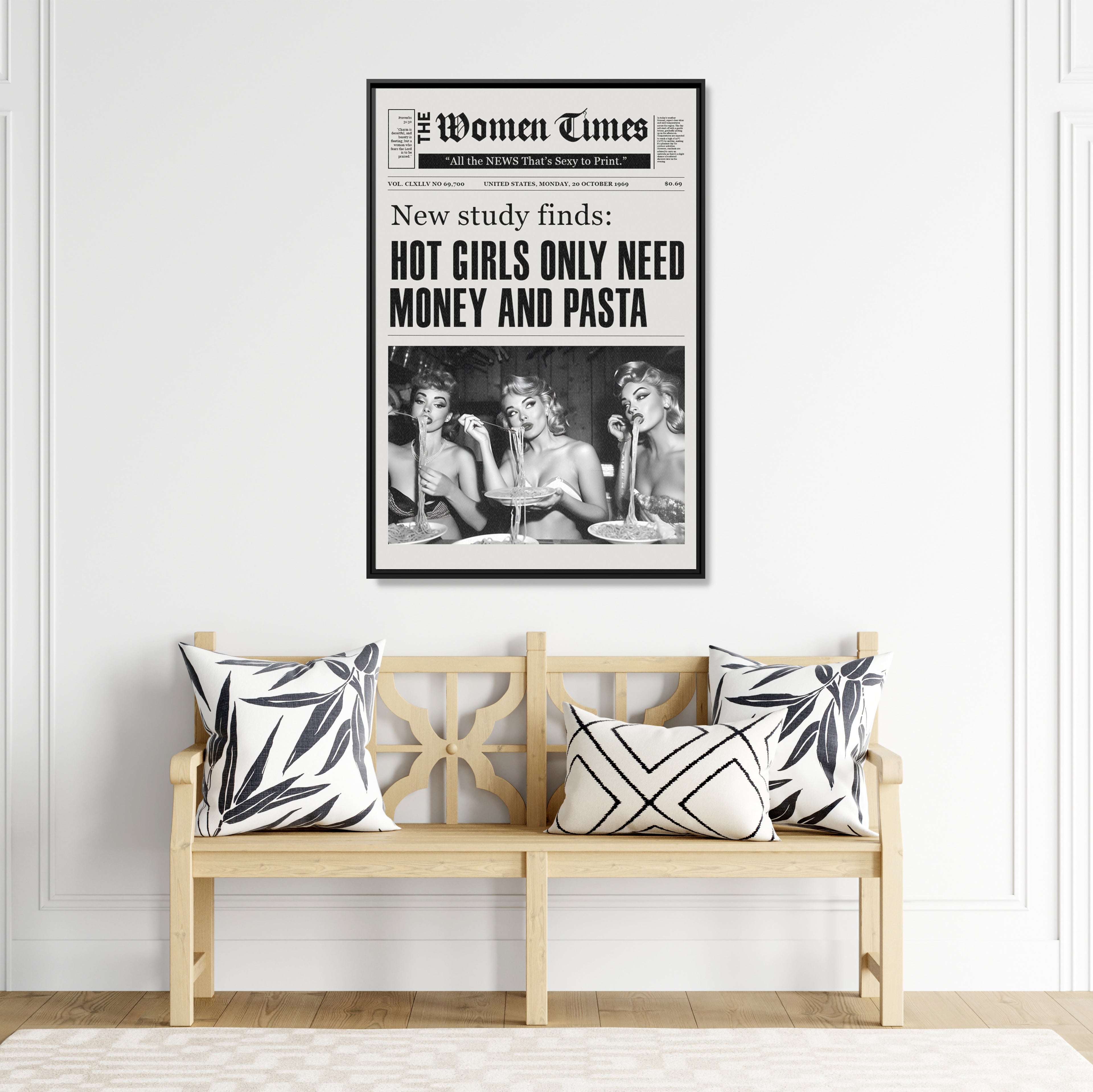 Framed Canvas - Retro Pasta Gazette