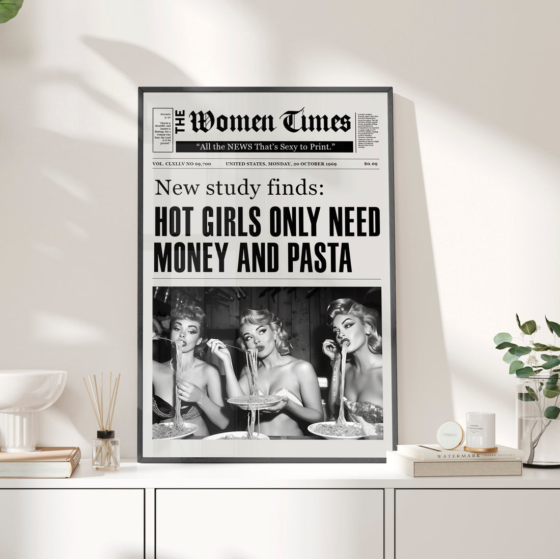 Framed Paper Print - Retro Pasta Gazette