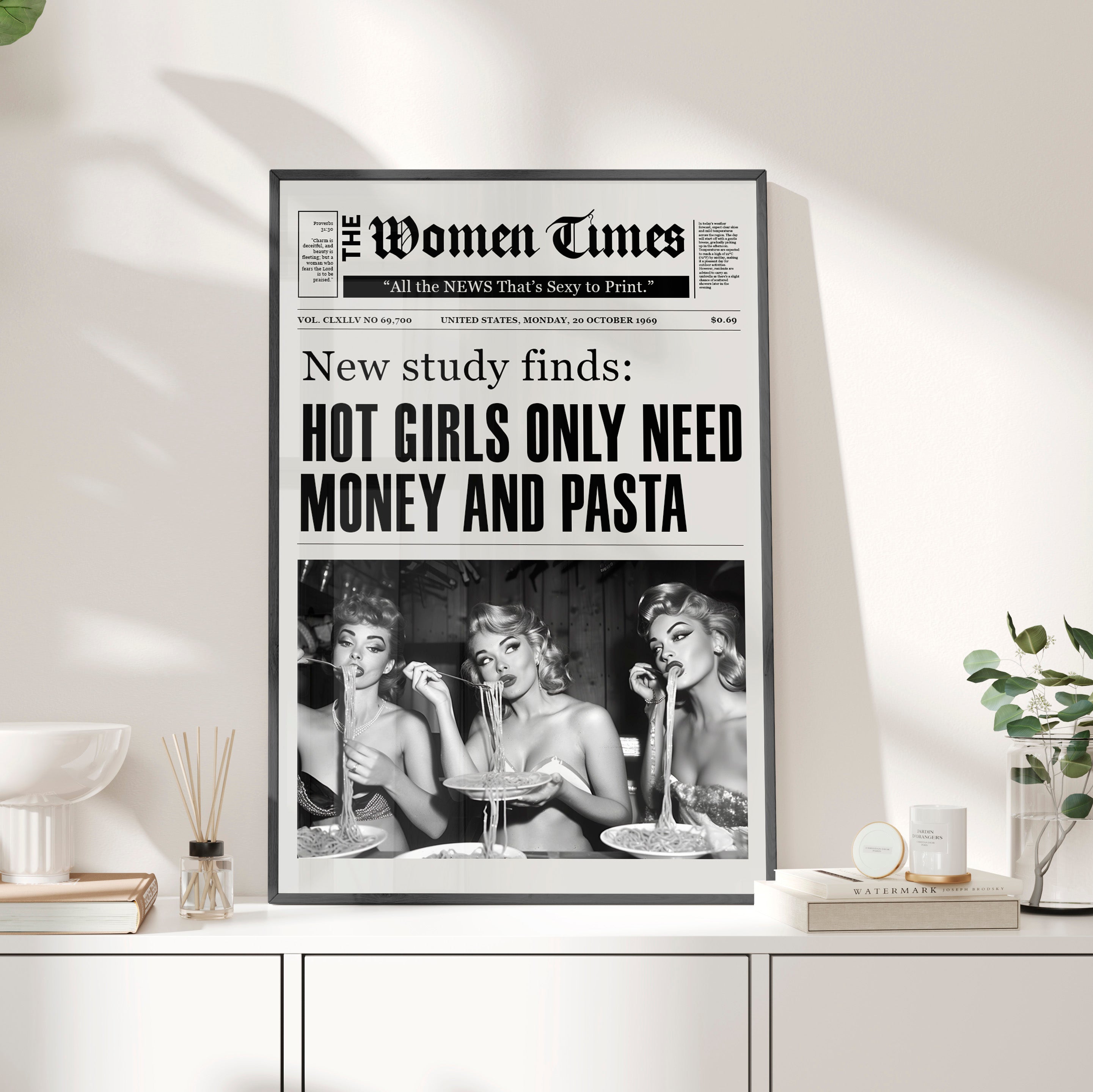 Framed Paper Print - Retro Pasta Gazette