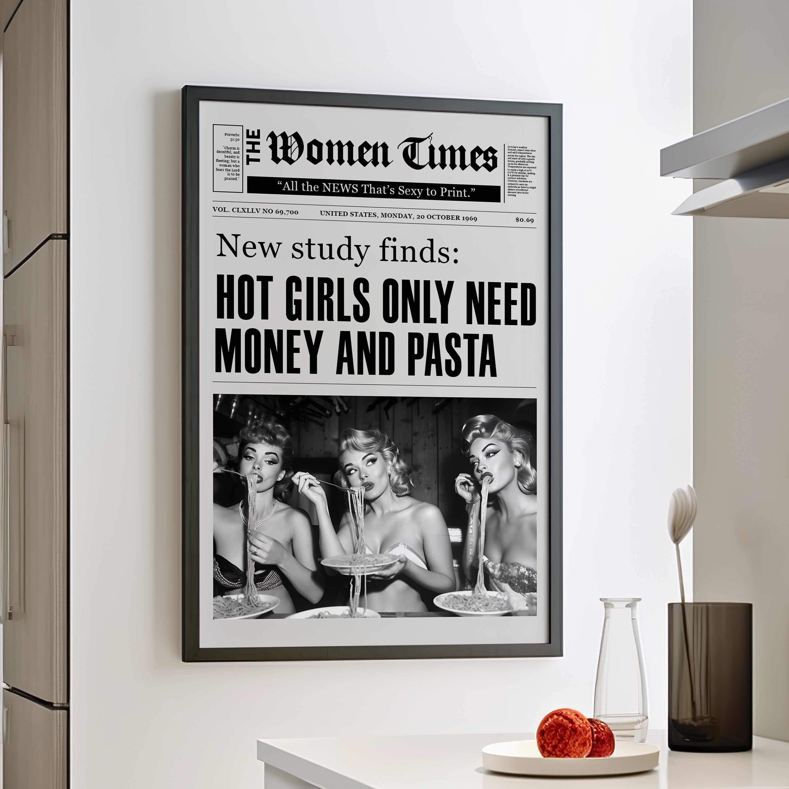 Framed Paper Print - Retro Pasta Gazette