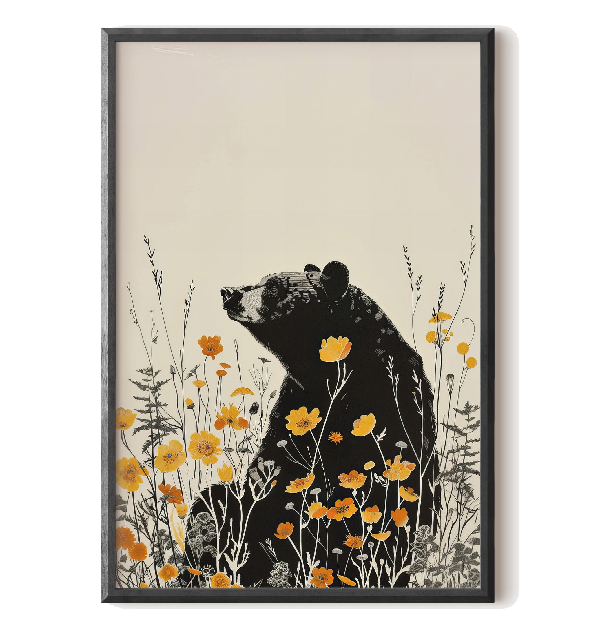 Black Bear in Wildflowers