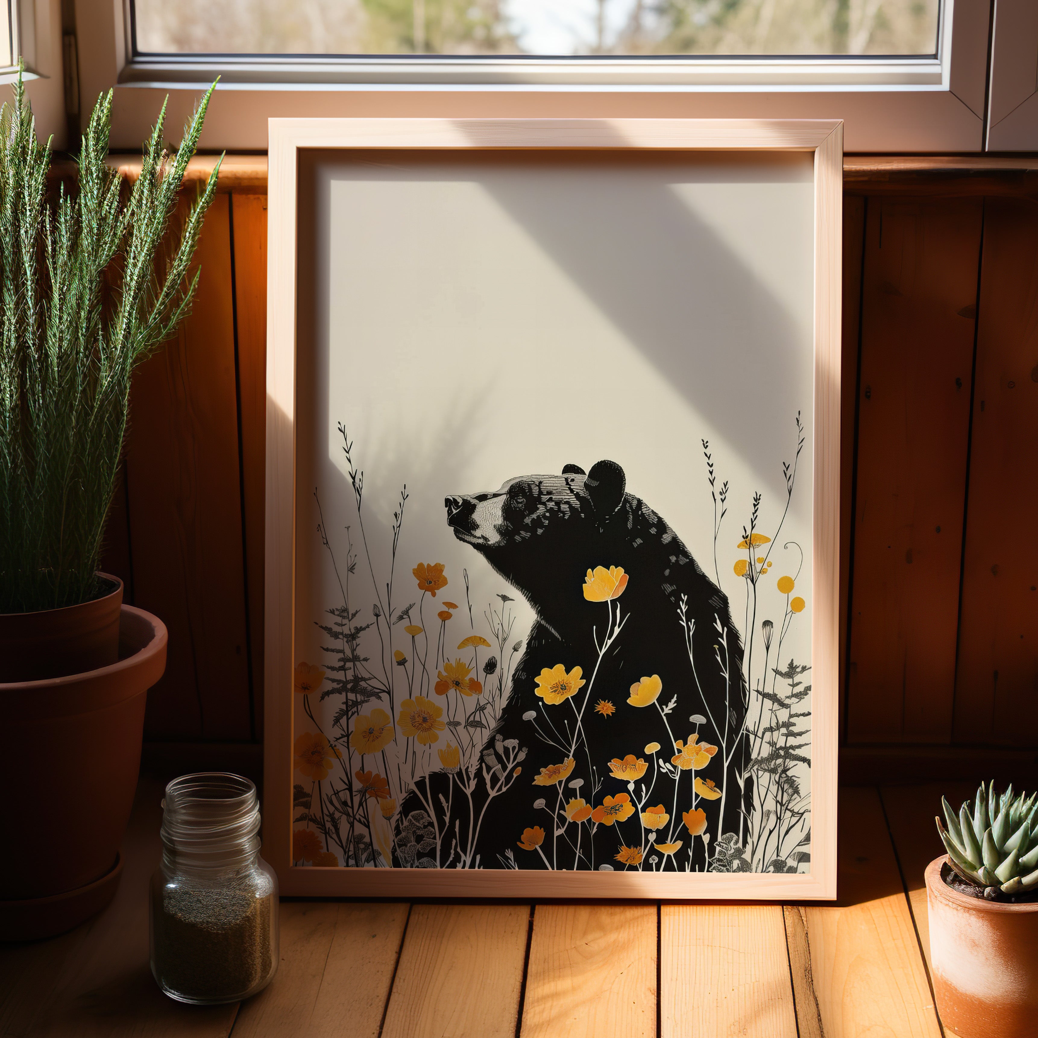 Black Bear in Wildflowers