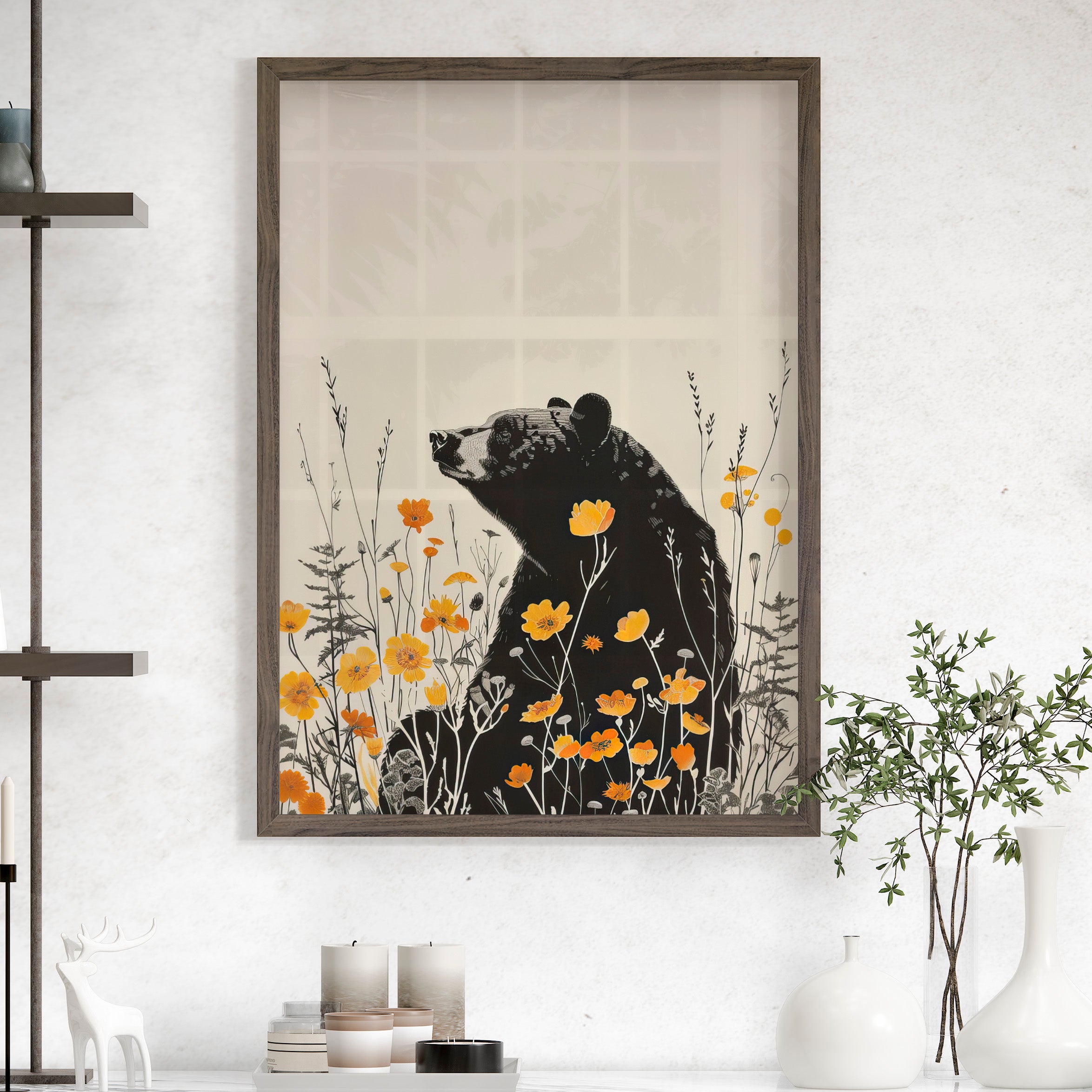 Black Bear in Wildflowers