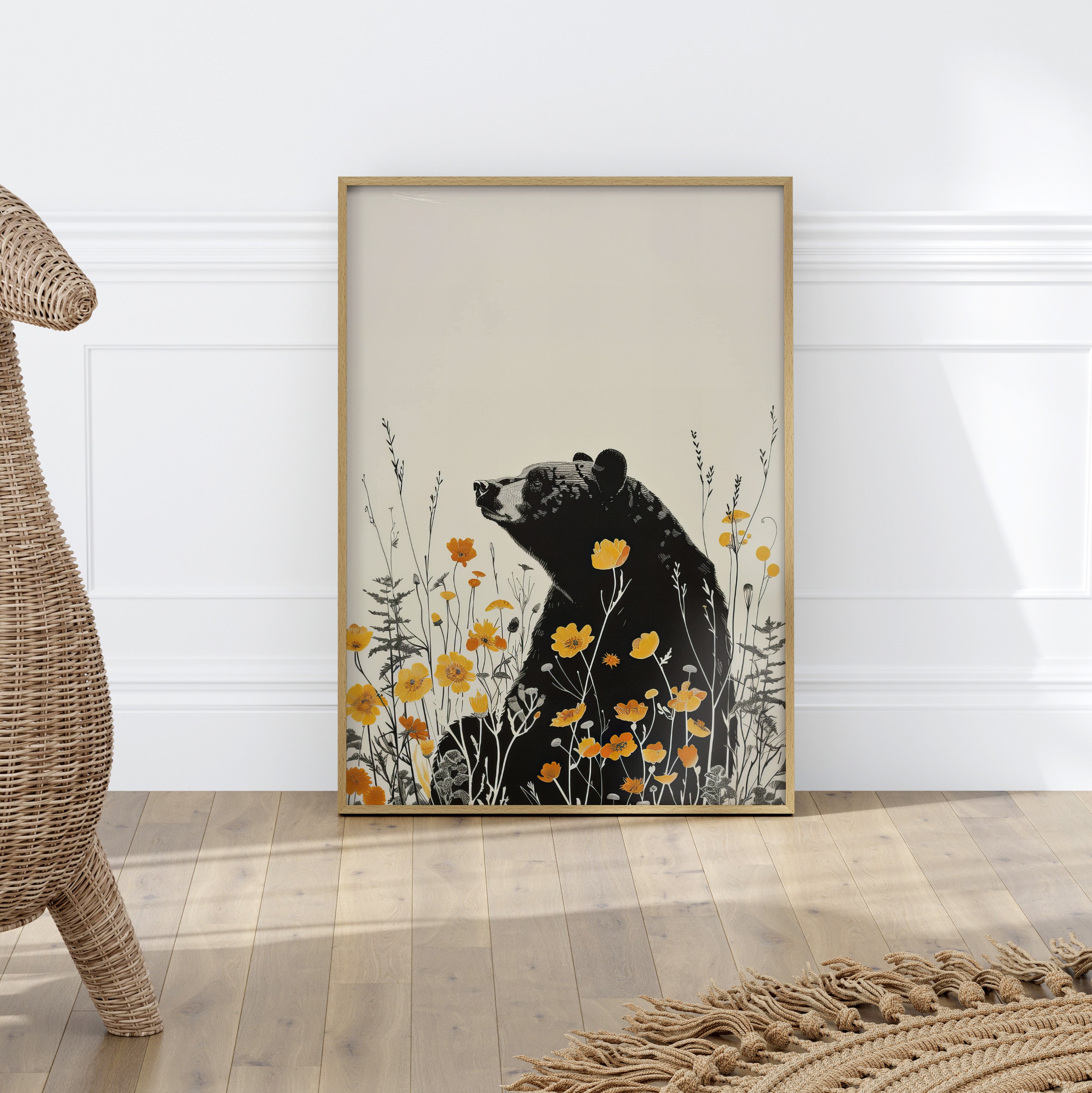 Black Bear in Wildflowers