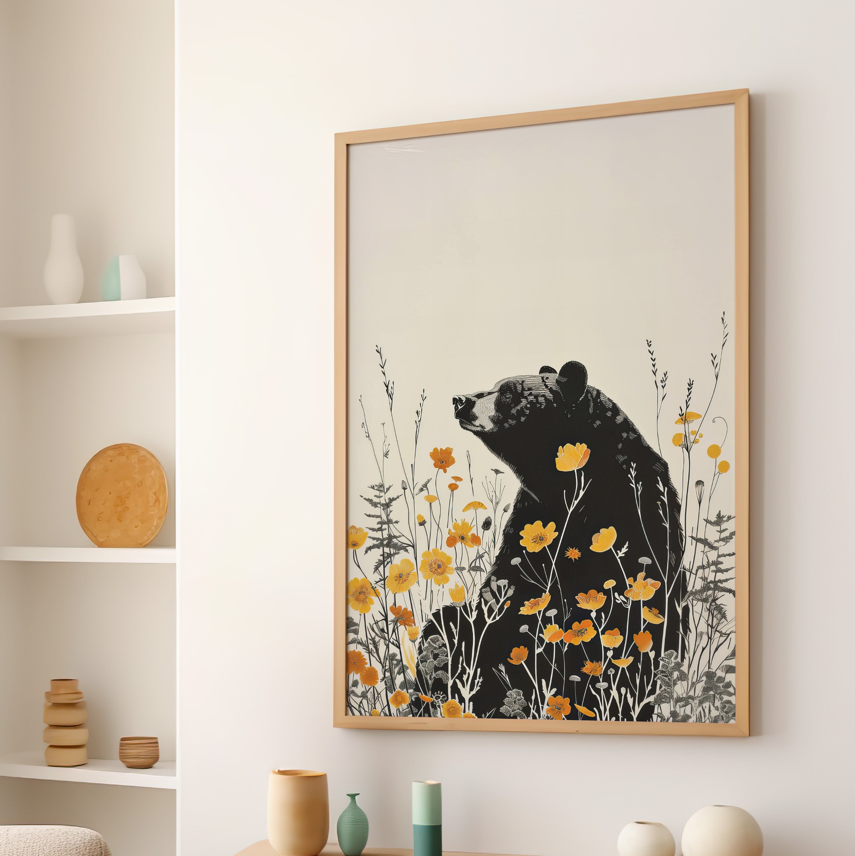 Black Bear in Wildflowers