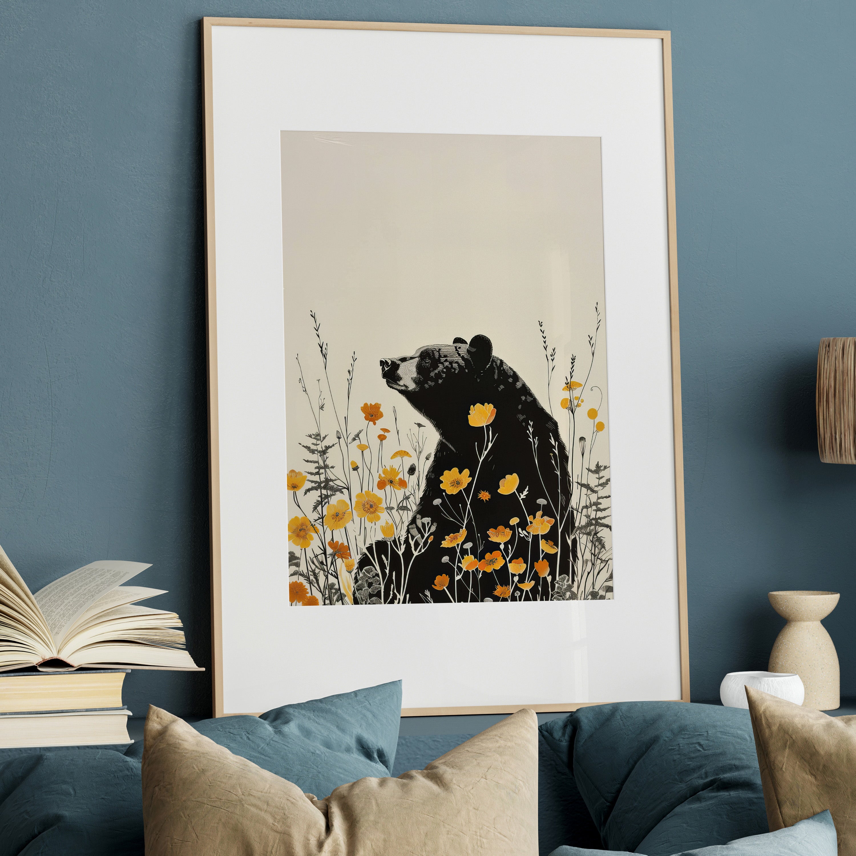 Black Bear in Wildflowers