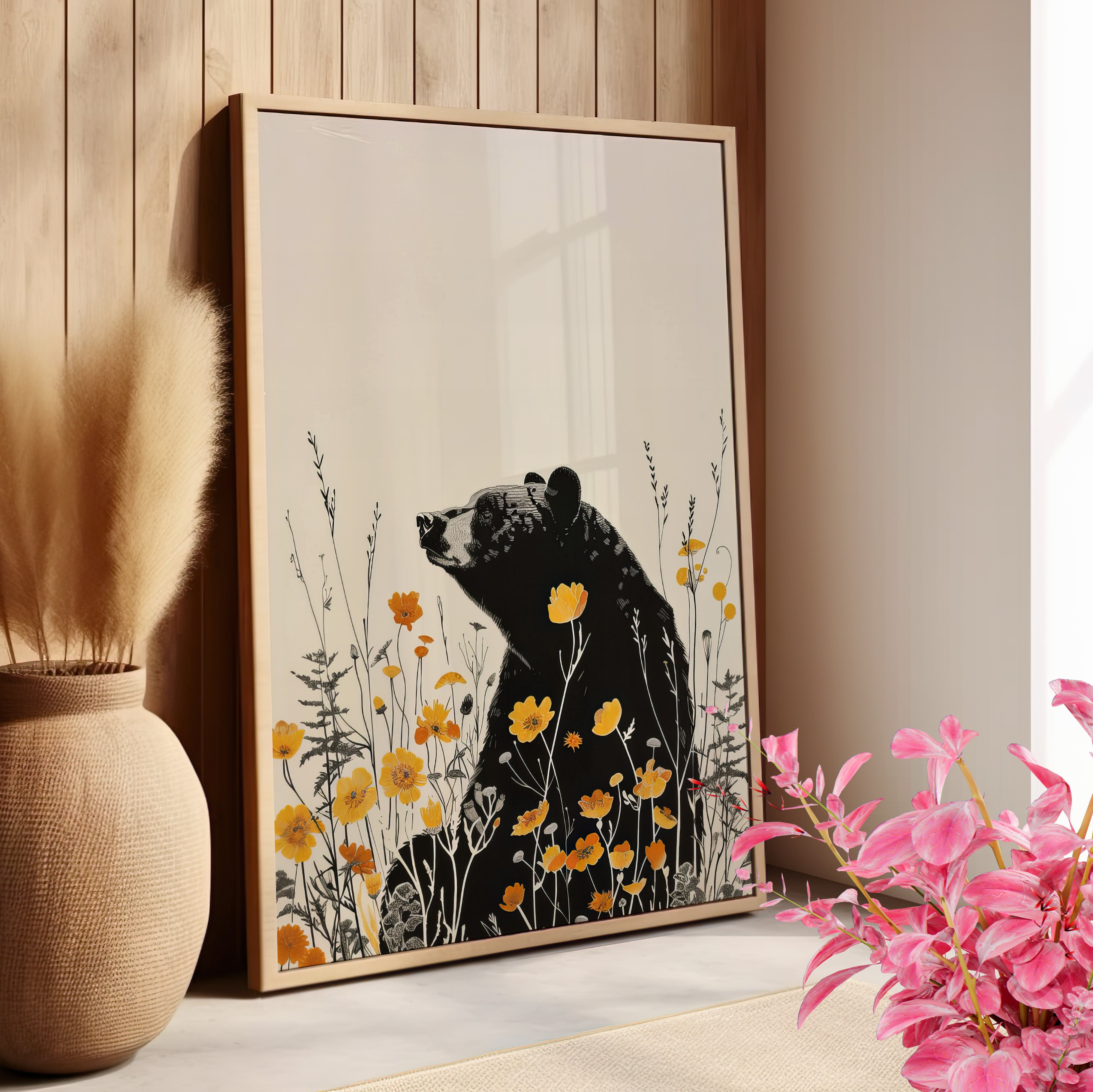 Black Bear in Wildflowers