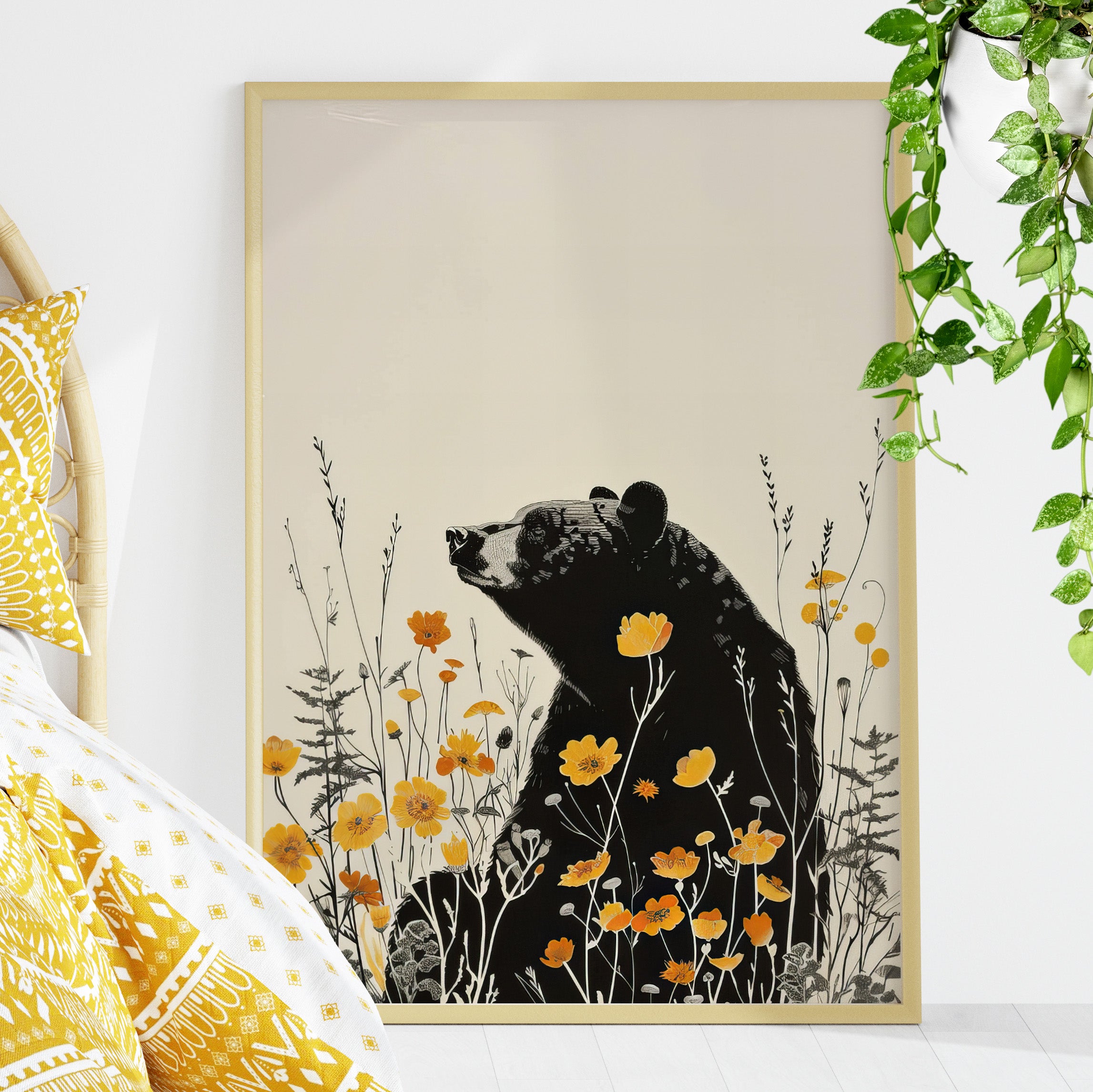 Black Bear in Wildflowers