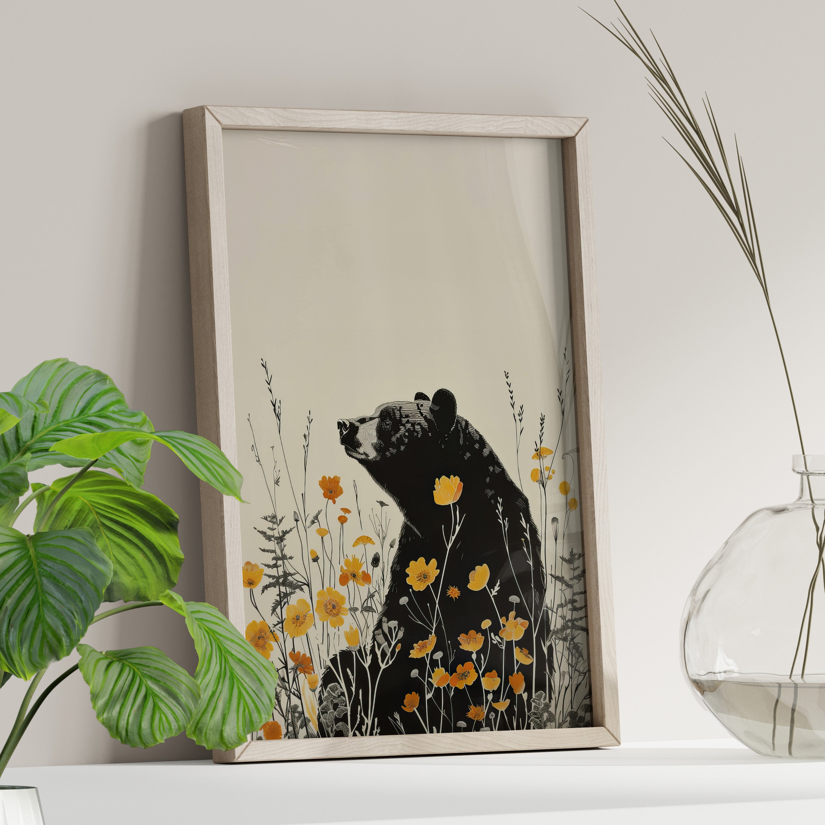 Black Bear in Wildflowers