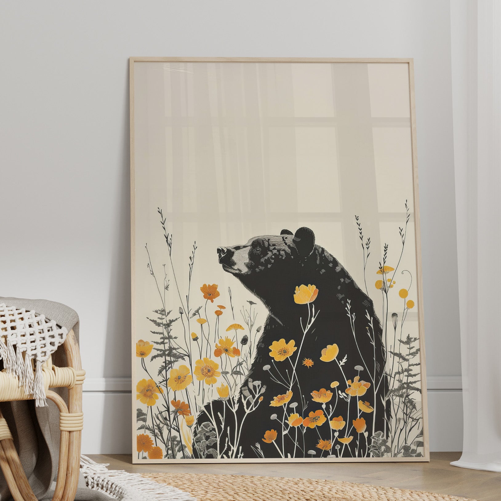 Black Bear in Wildflowers