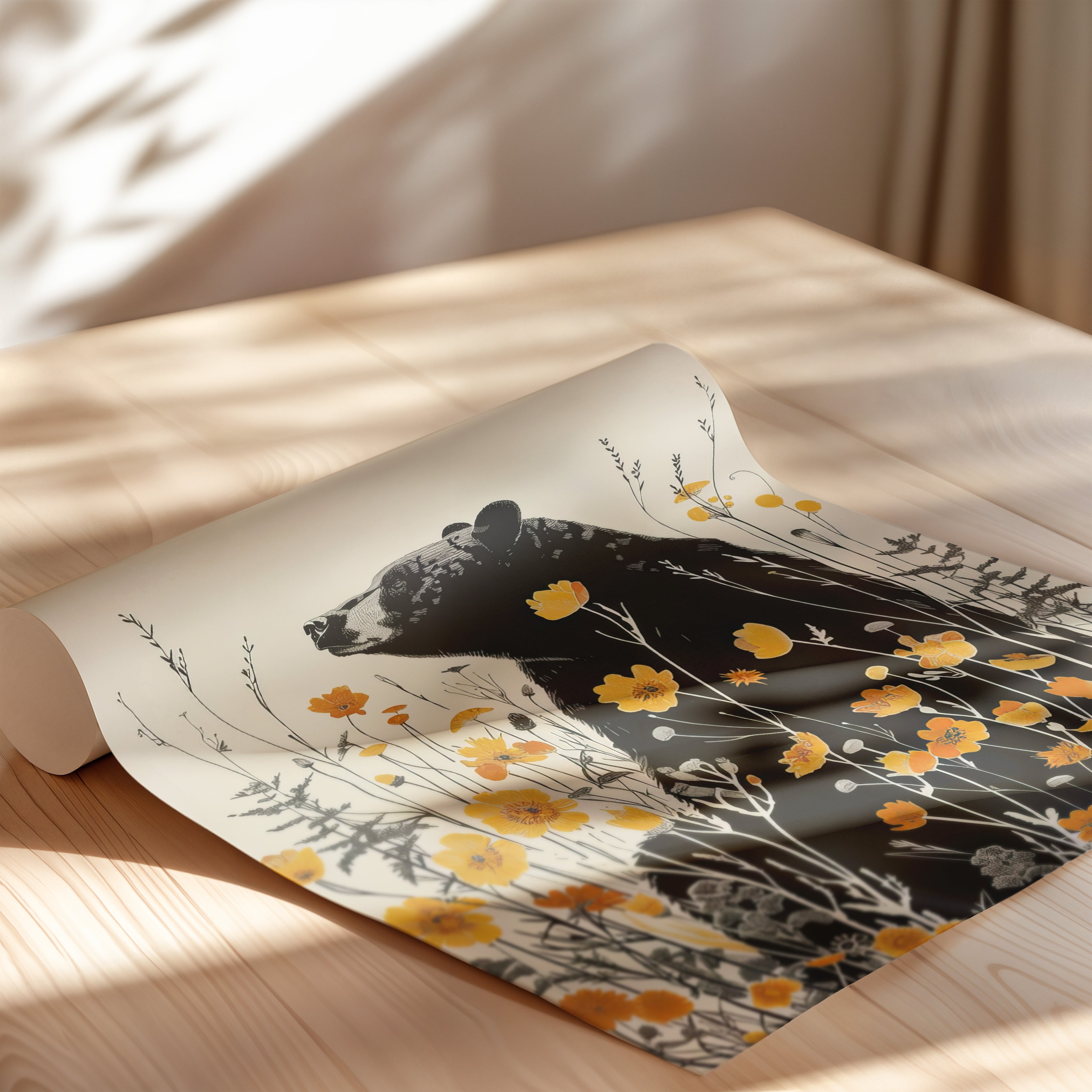 Black Bear in Wildflowers