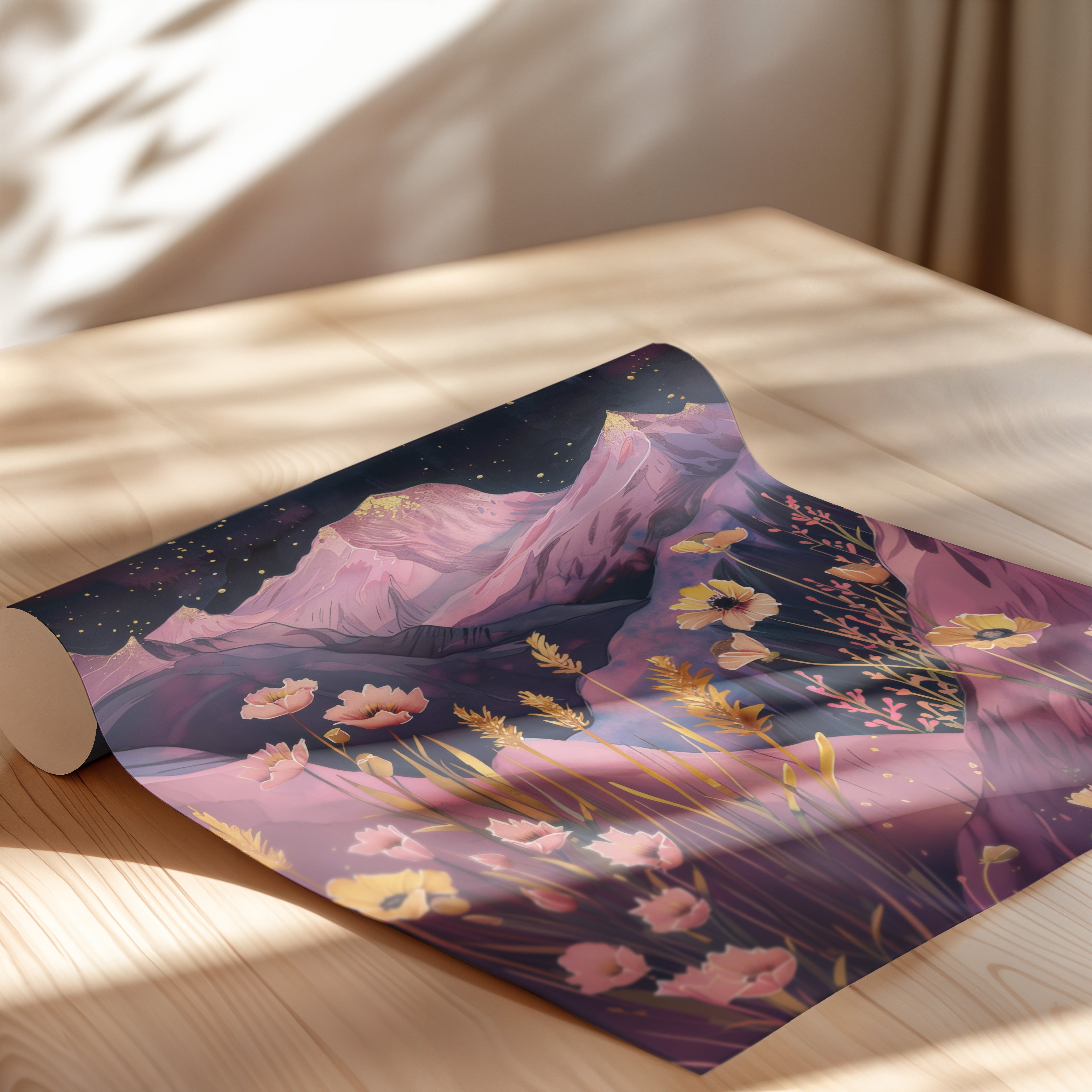 Golden Moon Over Lavender Peaks