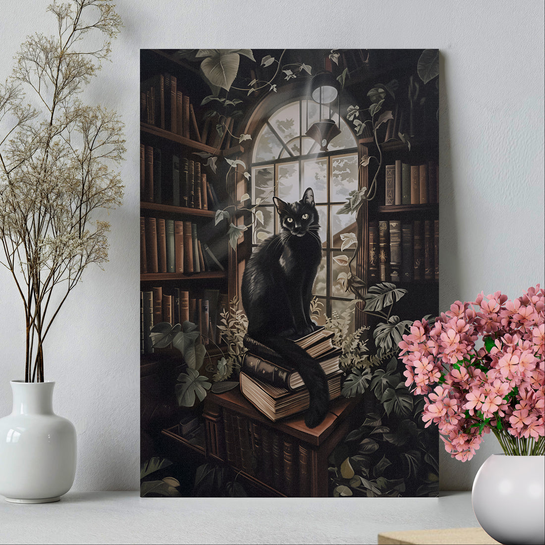 .75" Matte Canvas - Book Hoarder Feline Gaze