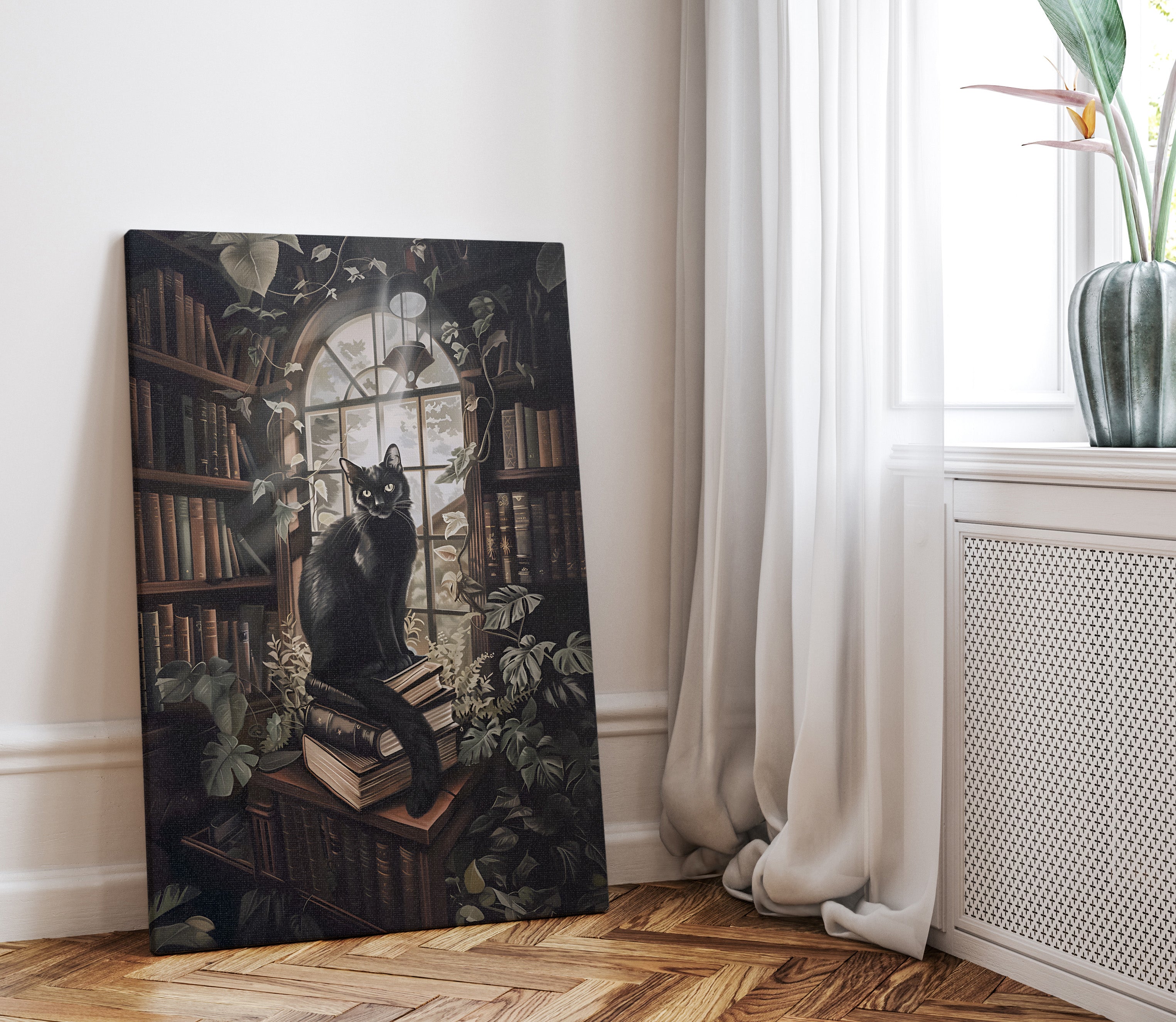 .75" Matte Canvas - Book Hoarder Feline Gaze