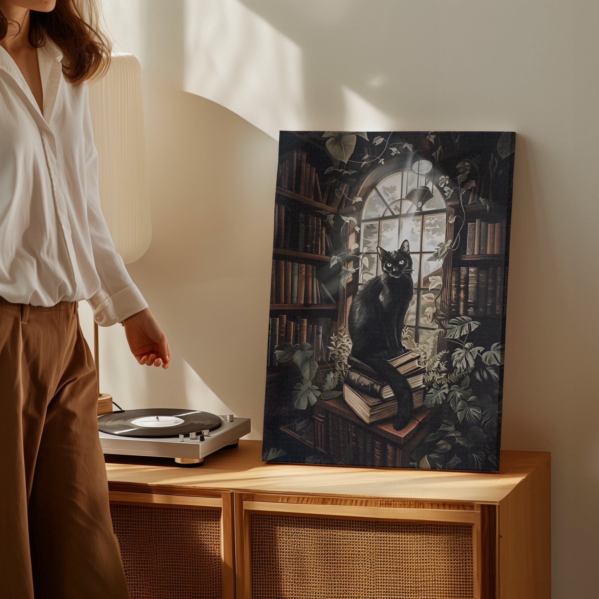 .75" Matte Canvas - Book Hoarder Feline Gaze